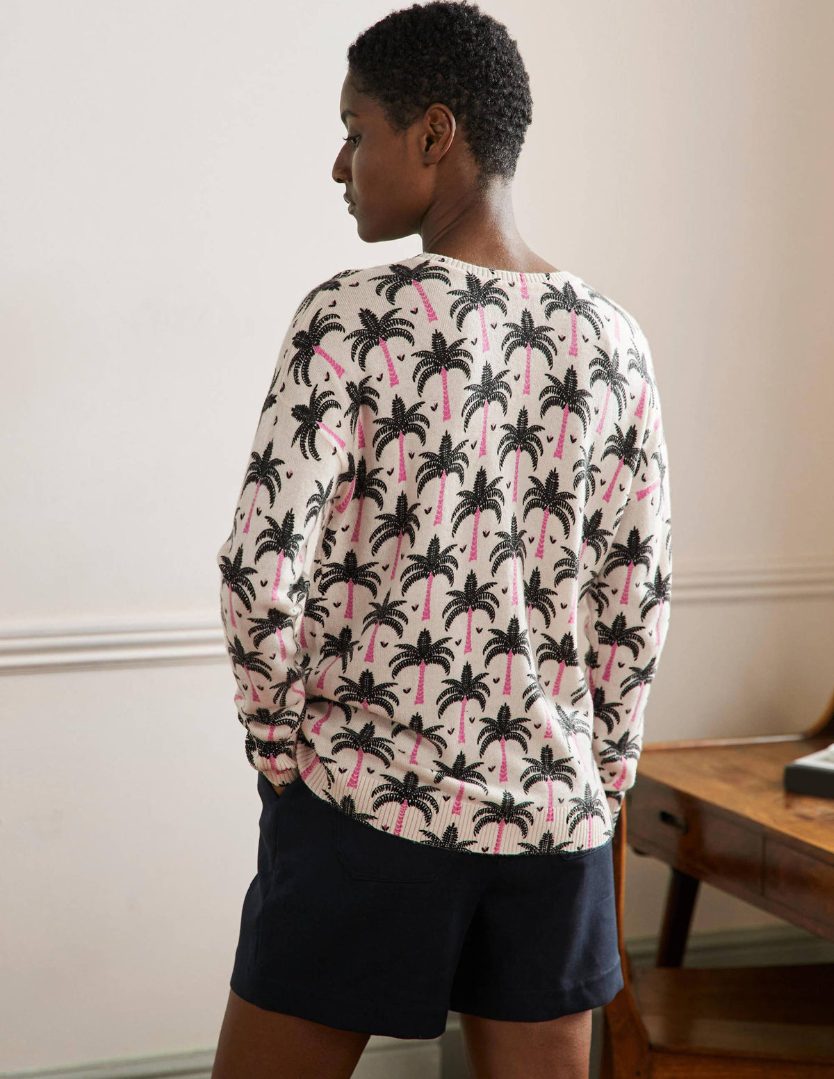 Margot Cashmere Jumper-Ivory, Paradise Palm - Image 3