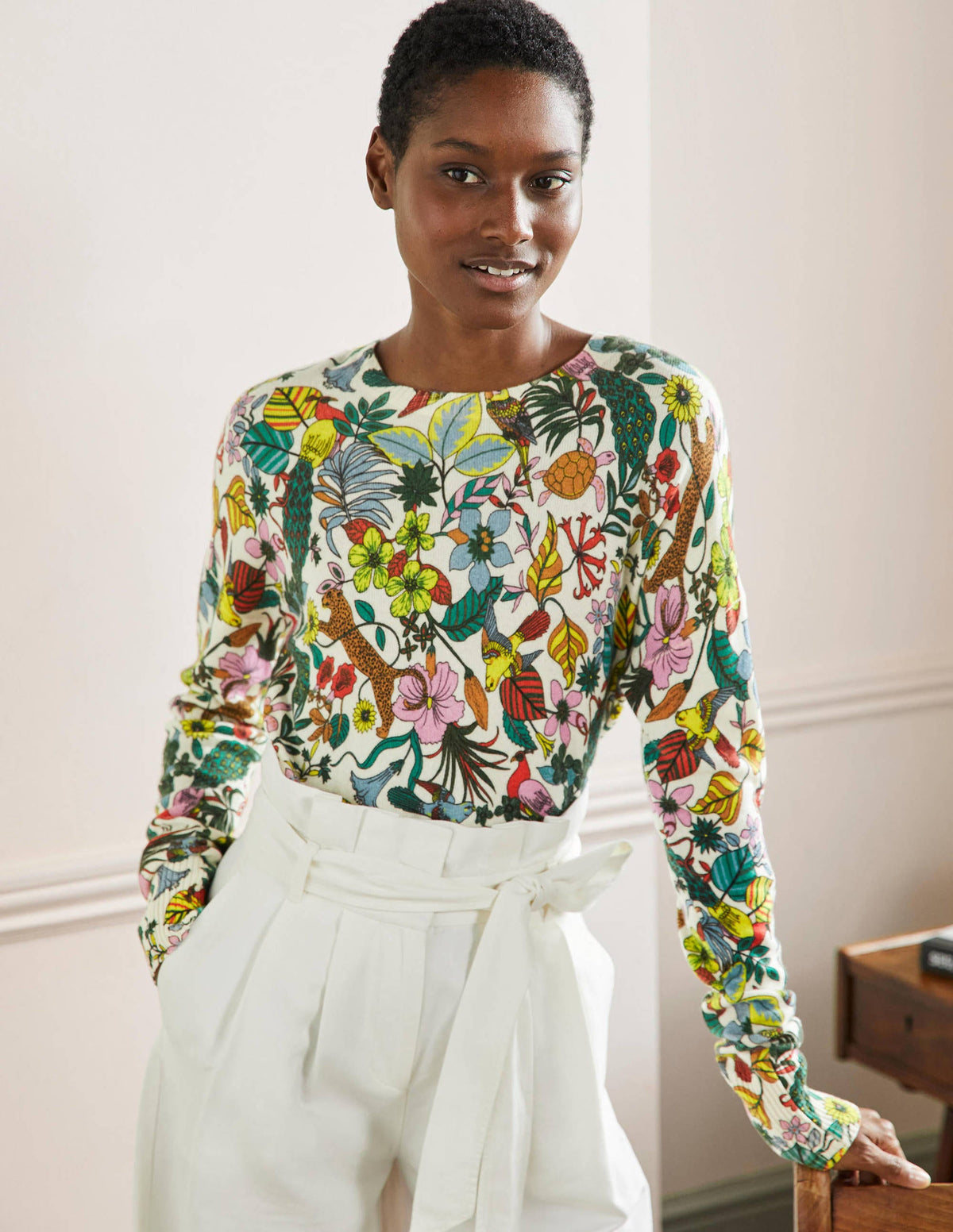 Margot Cashmere Jumper-Multi, Exotic Paradise - Image 1
