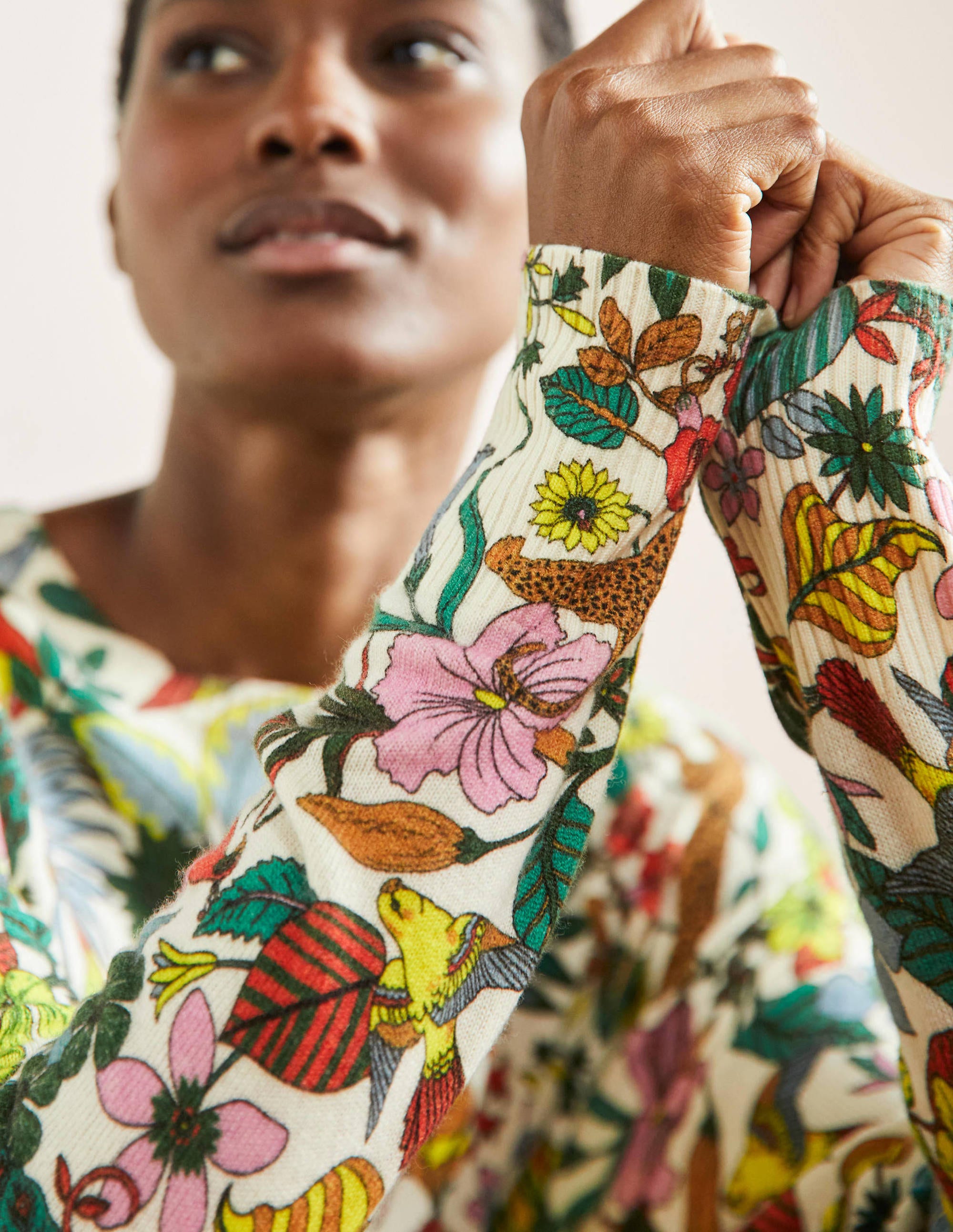 Margot Cashmere Jumper-Multi, Exotic Paradise - Image 2
