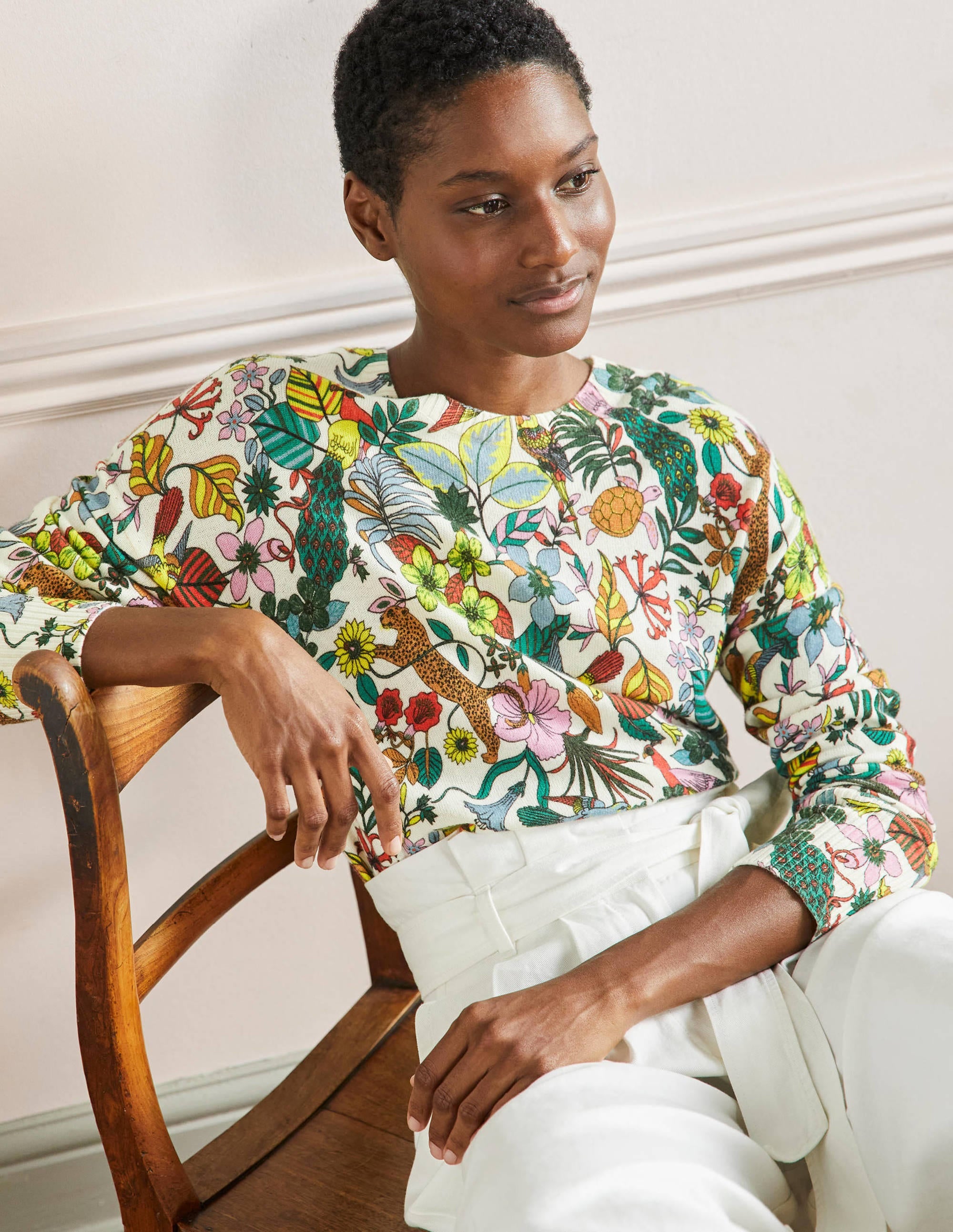 Margot Cashmere Jumper-Multi, Exotic Paradise - Image 4