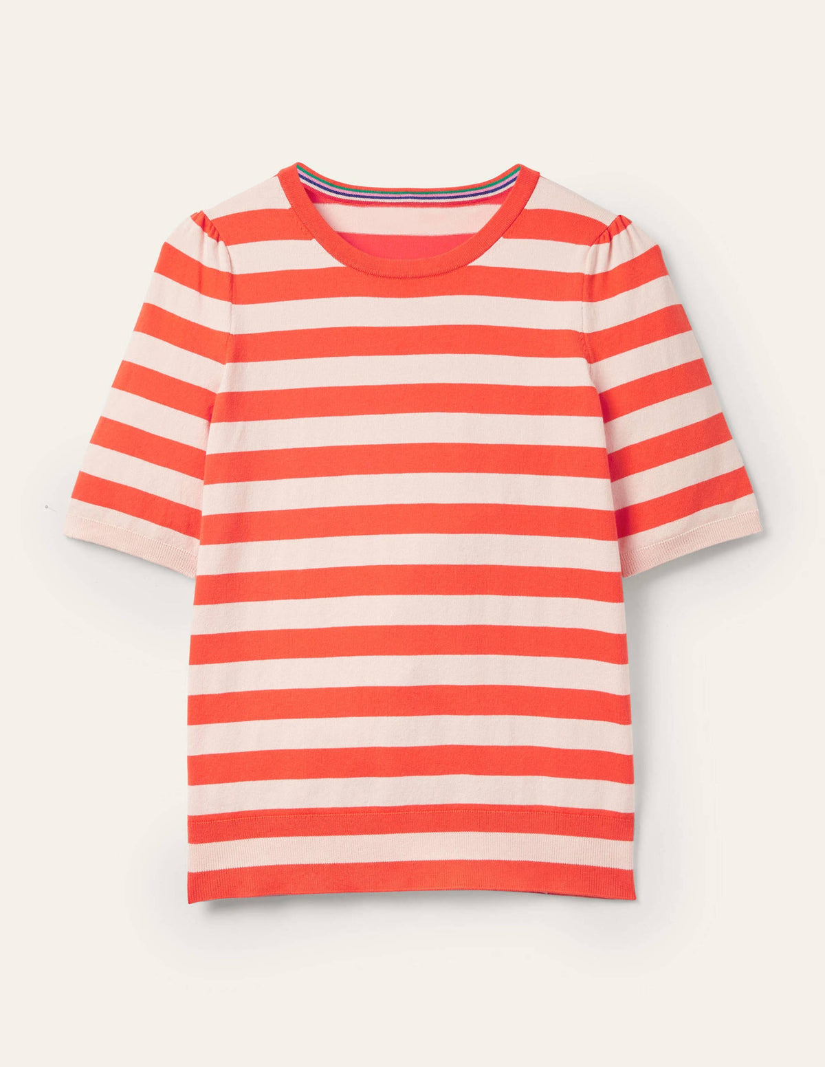 Cotton Crew Knitted Top-Milkshake, Bright Papaya - Image 5
