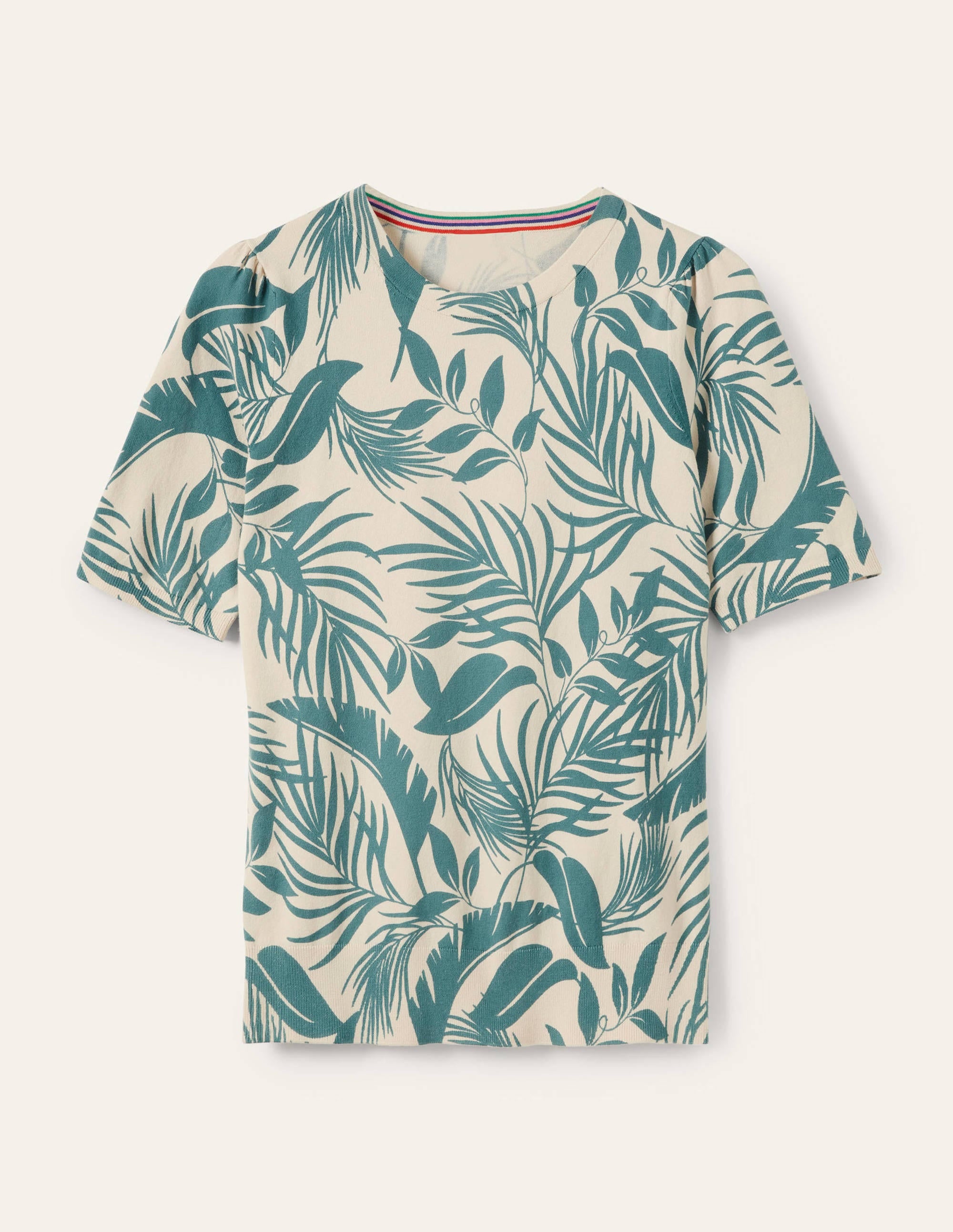 Cotton Crew Knitted Top-Milkshake, Tropic Foliage - Image 5
