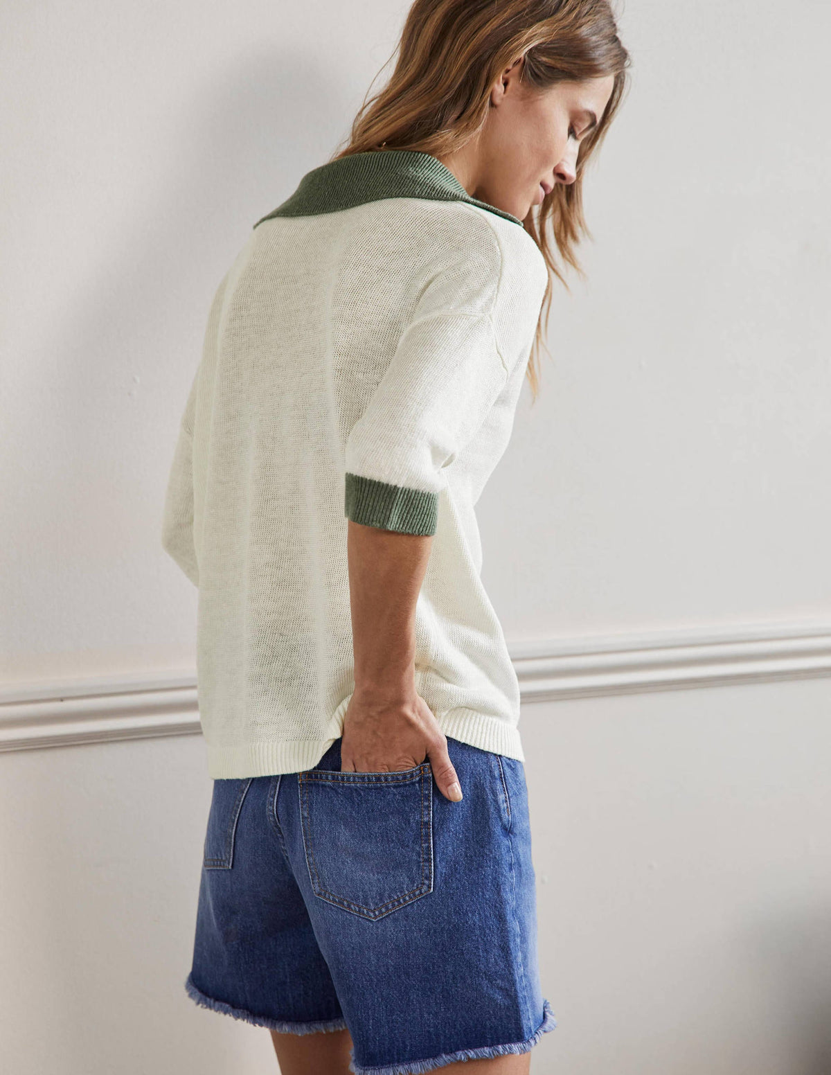 Linen Collared Jumper-Ivory, Alder-3