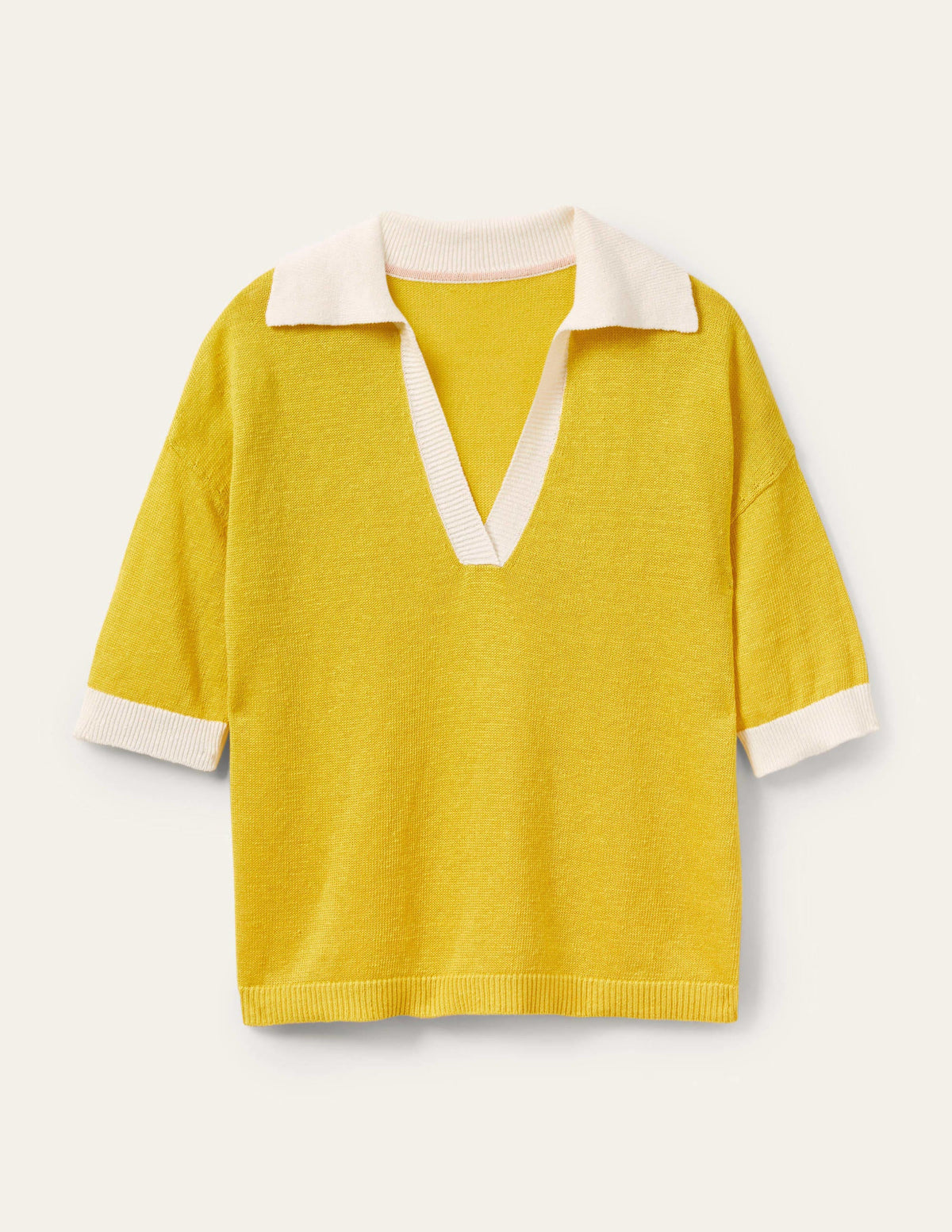 Linen Collared Jumper-Lemon Fizz, Ivory - Image 7
