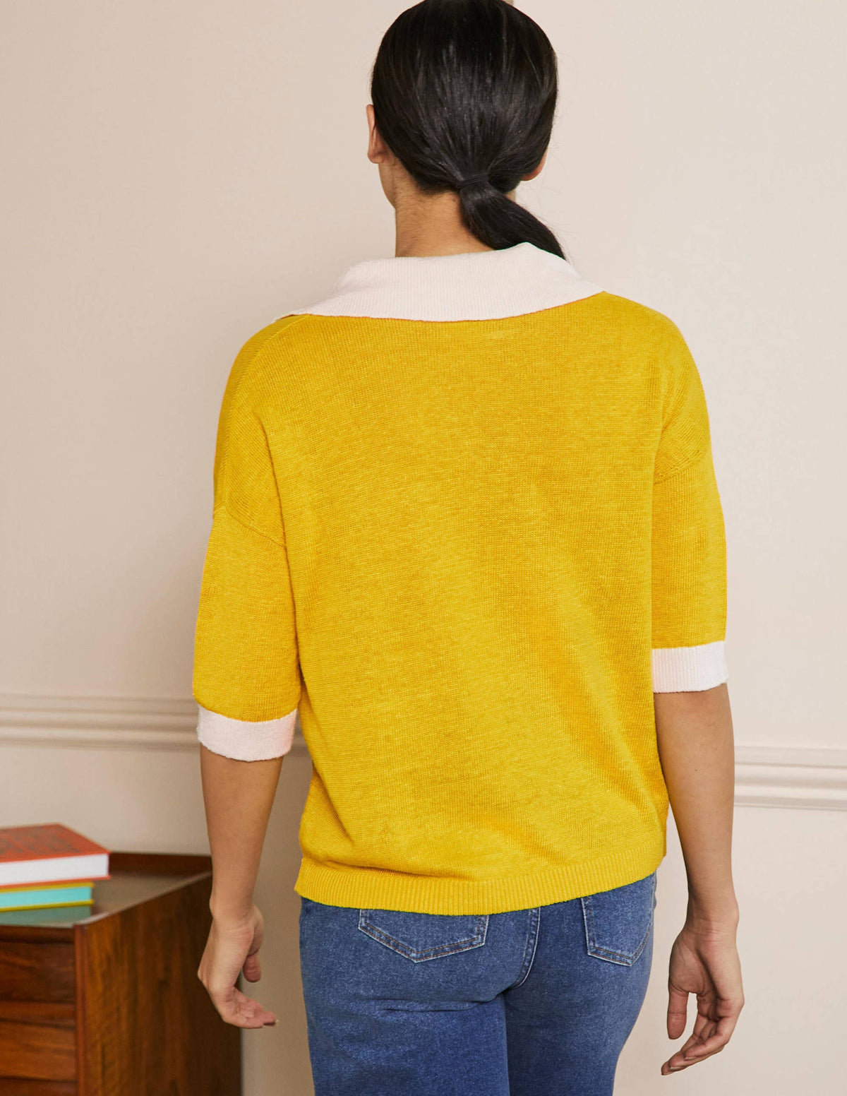 Linen Collared Jumper-Lemon Fizz, Ivory-3
