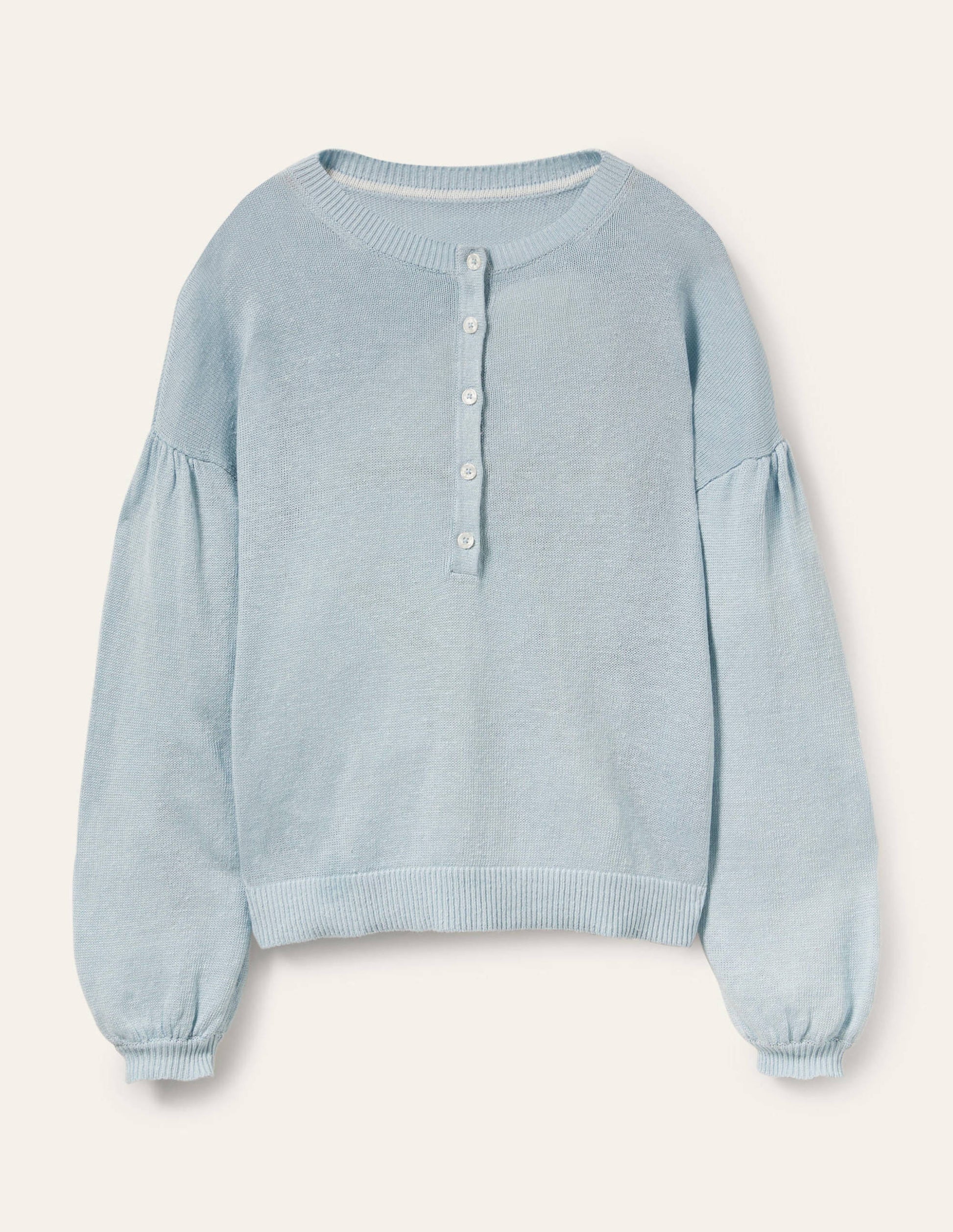 Leandra Linen Henley Jumper-Dawn Sky-6