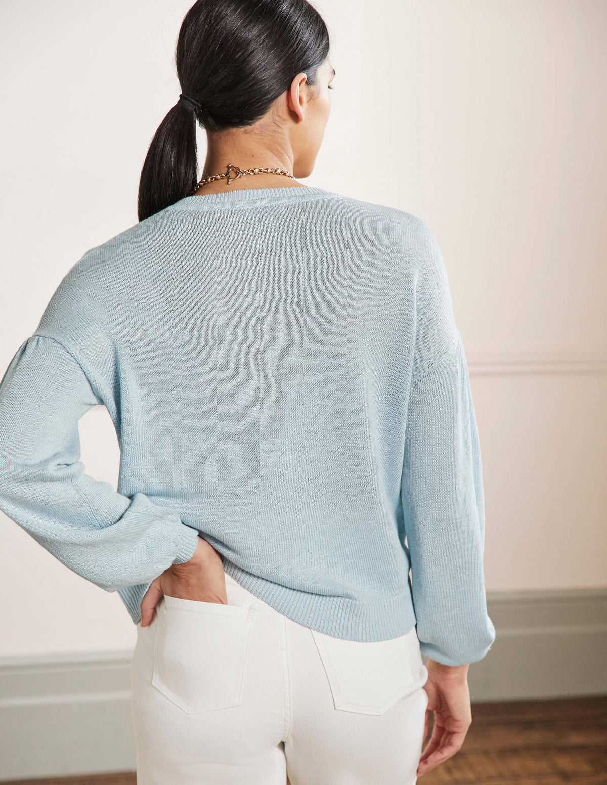 Leandra Linen Henley Jumper-Dawn Sky-3