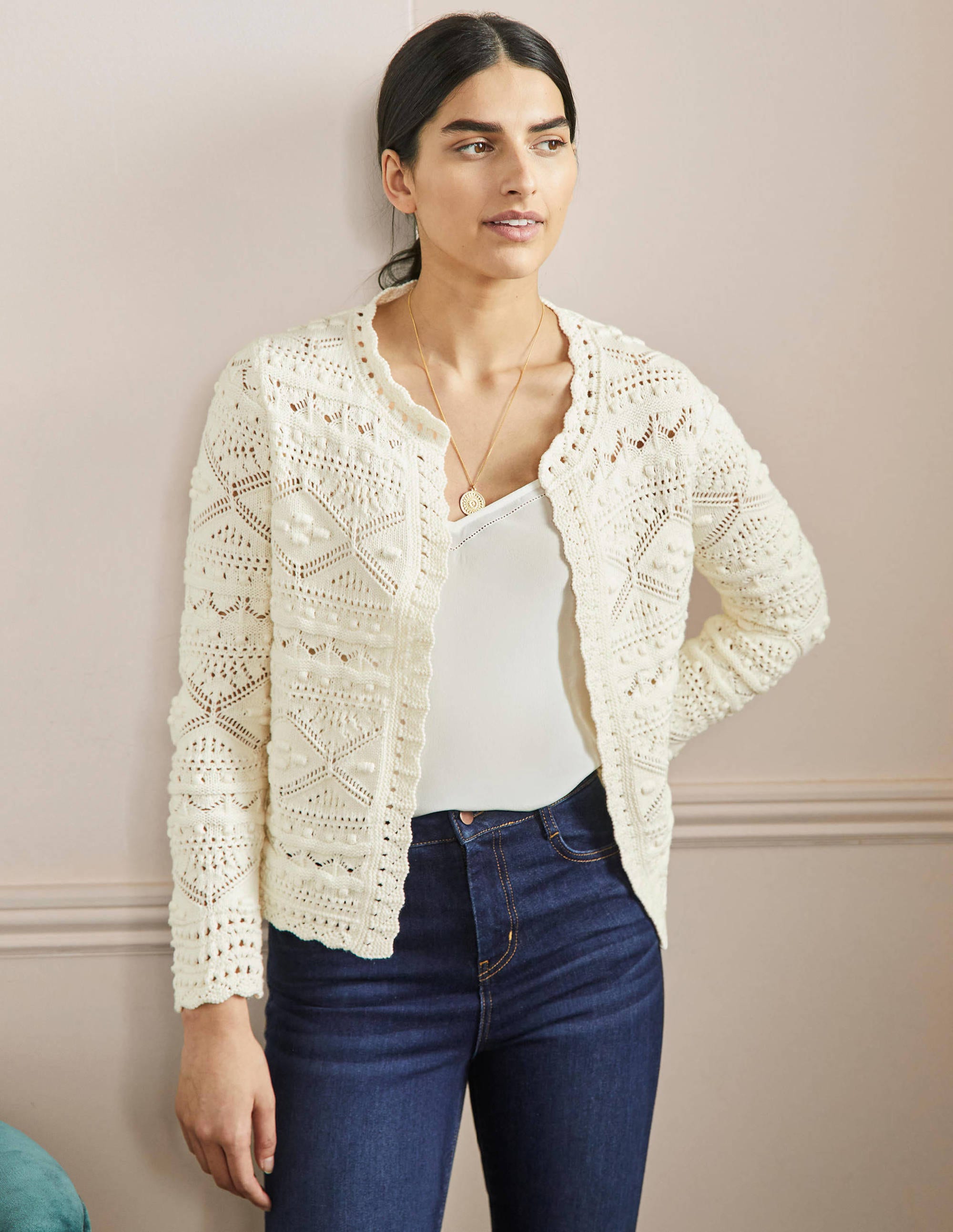 Claudia Textured Knit Cardigan-Ivory - Image 1