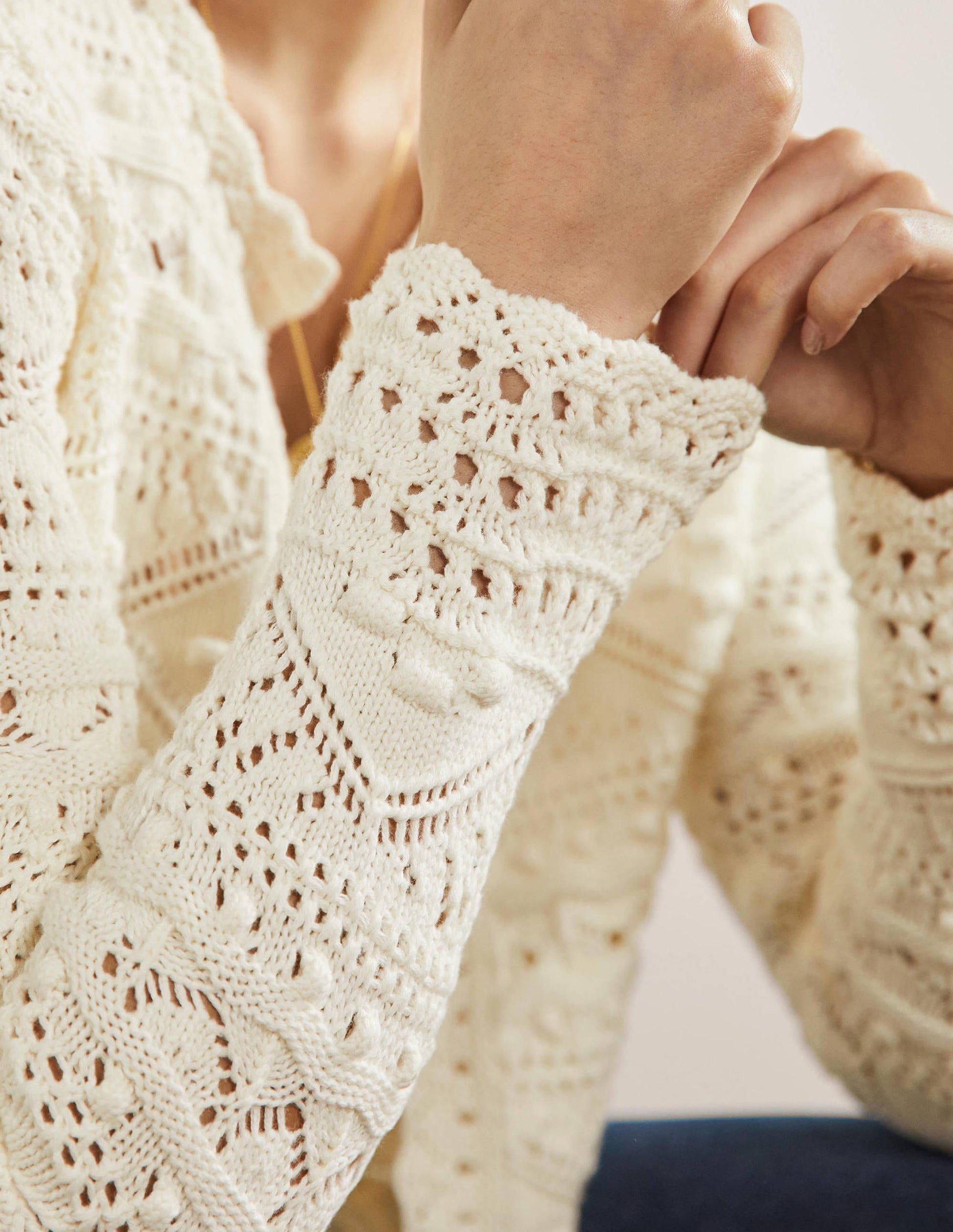Claudia Textured Knit Cardigan-Ivory-2