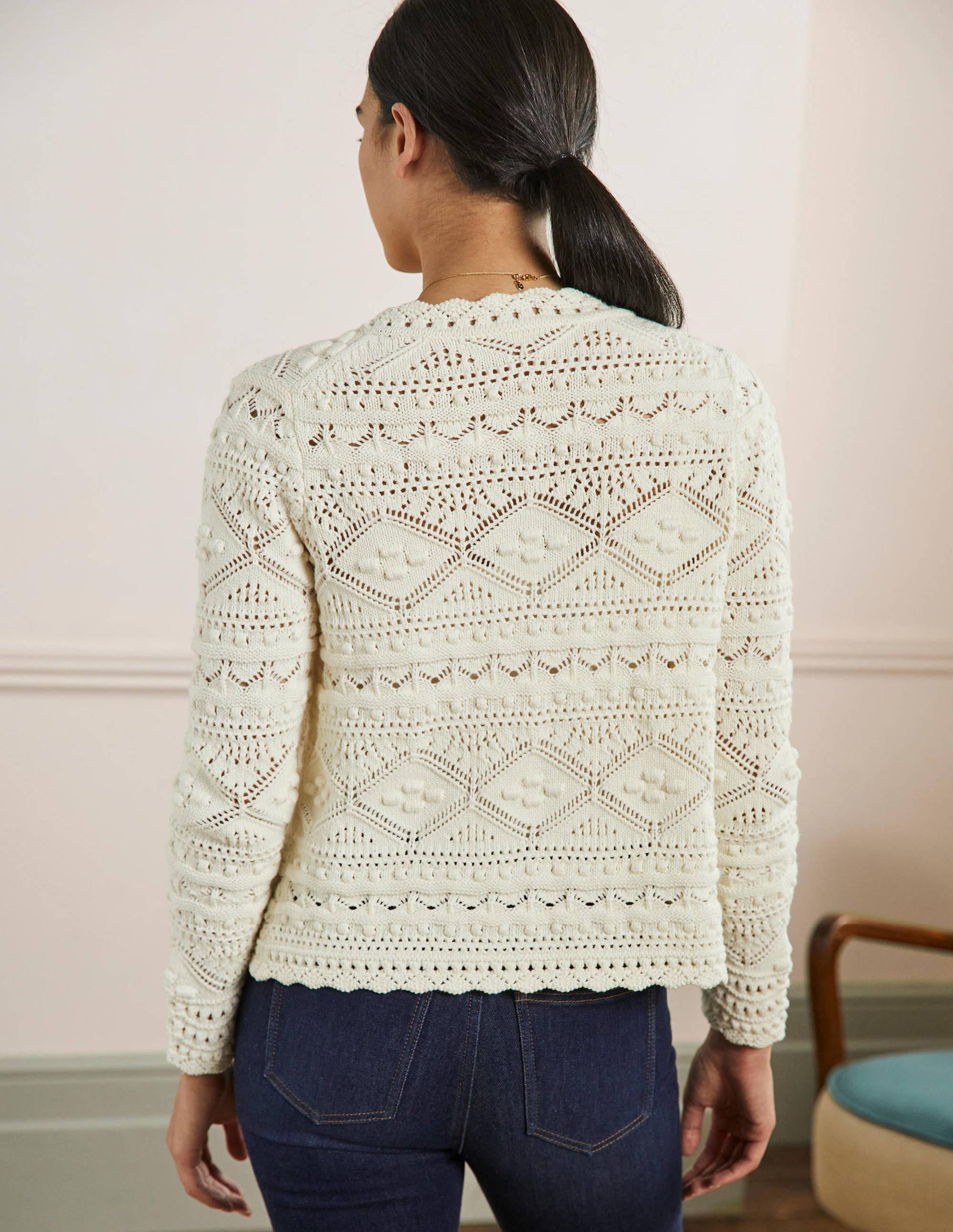 Claudia Textured Knit Cardigan-Ivory-3