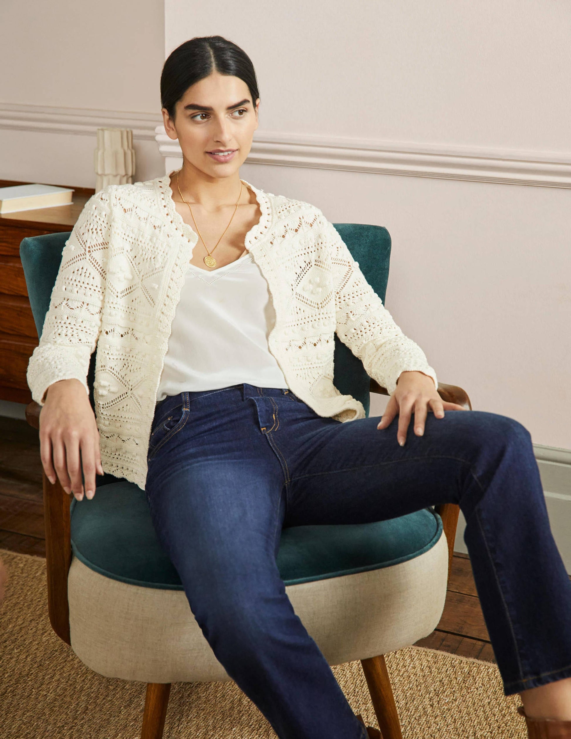 Claudia Textured Knit Cardigan-Ivory-4