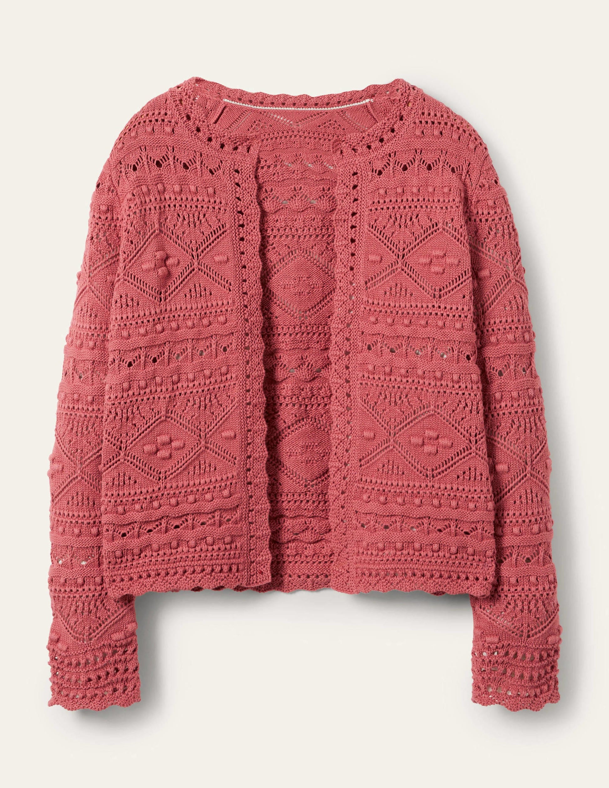 Claudia Textured Knit Cardigan-Dusty Red-6
