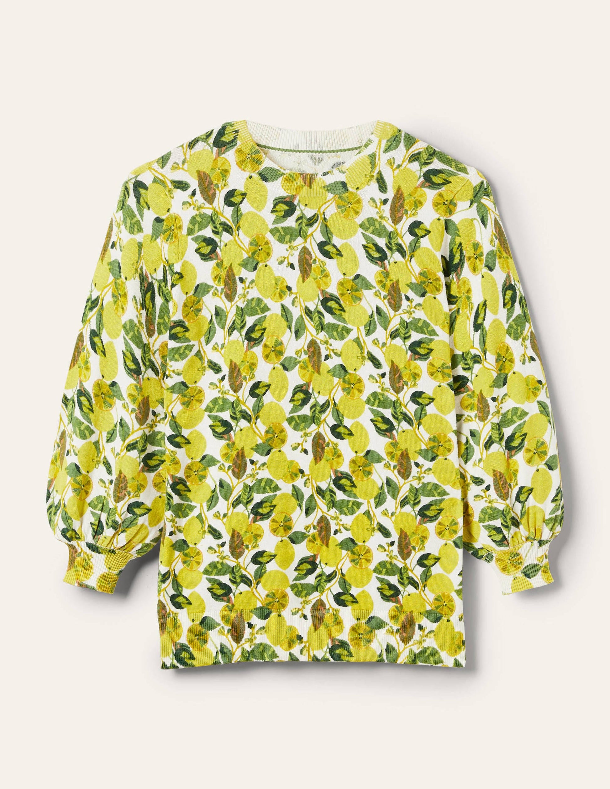Printed Cotton Jumper-Ivory, Lemon Vine-6