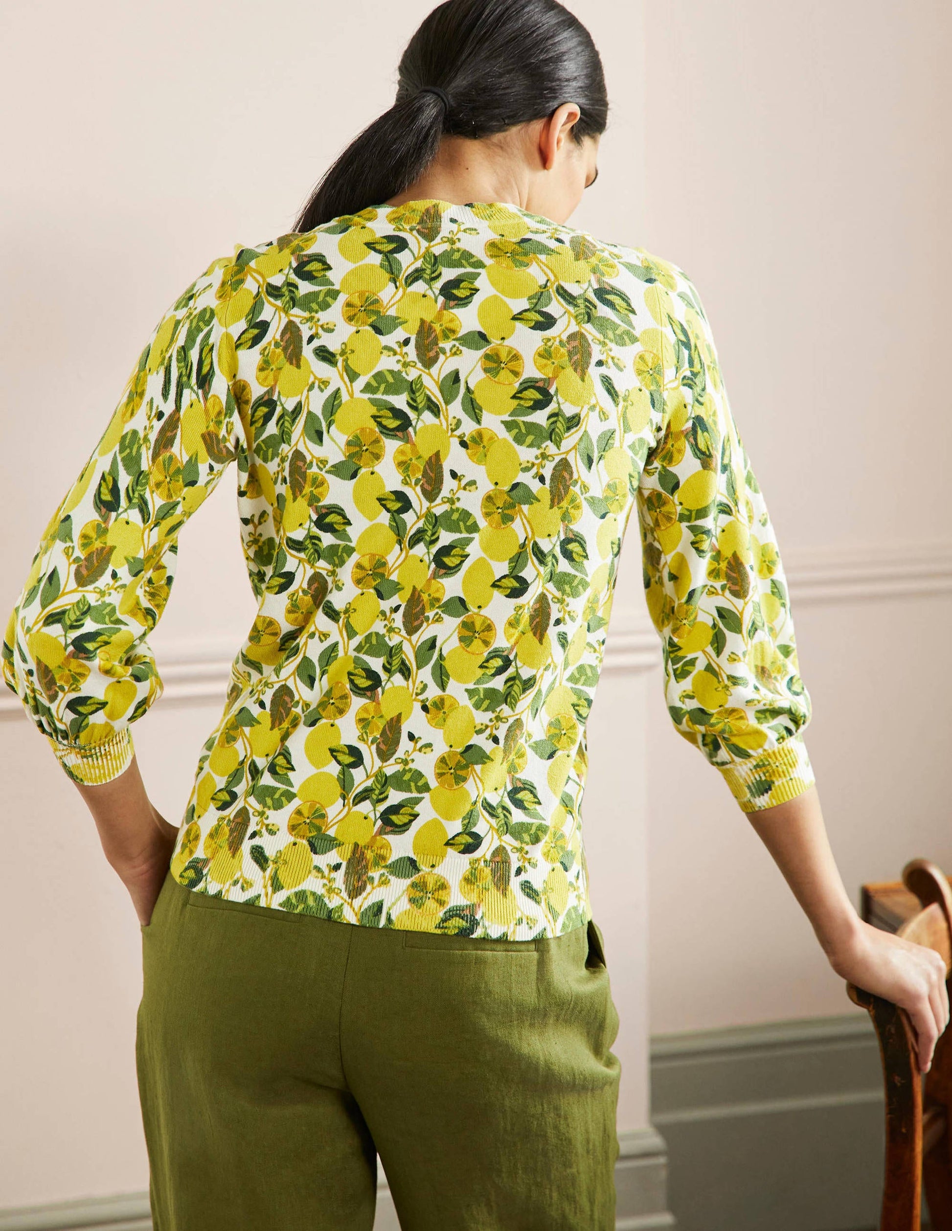 Printed Cotton Jumper-Ivory, Lemon Vine-3