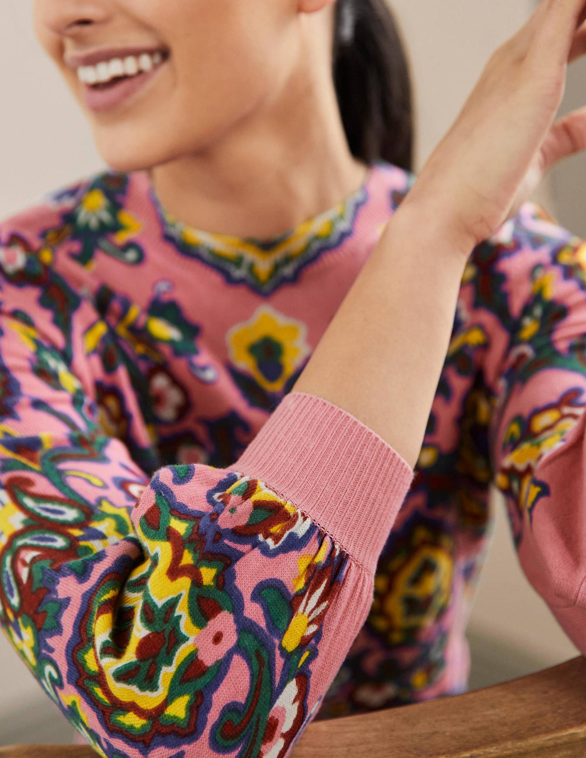 Printed Cotton Jumper-Azalea, Decorative Blooms-2