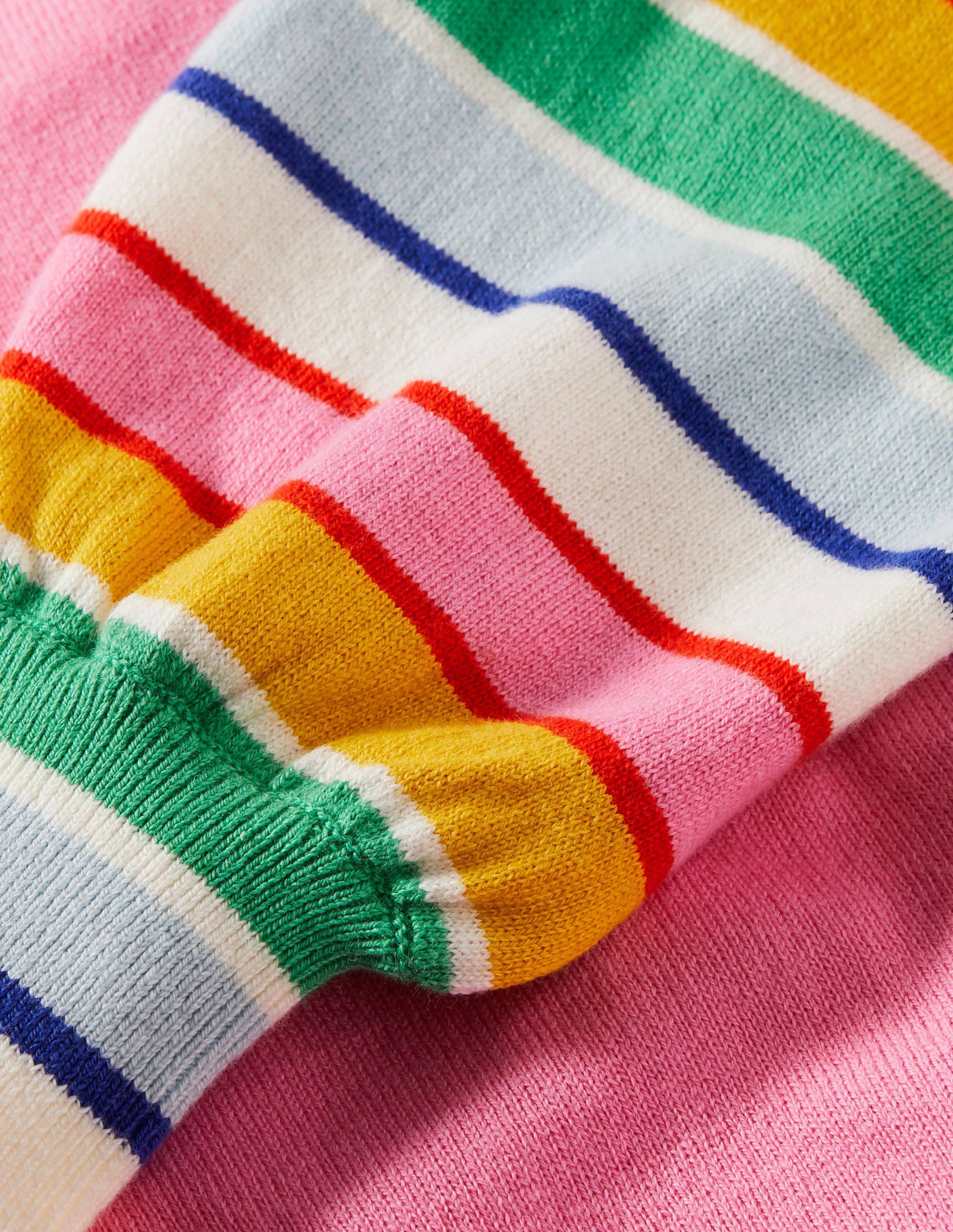 Striped Square Neck Jumper-Sachet Pink-5