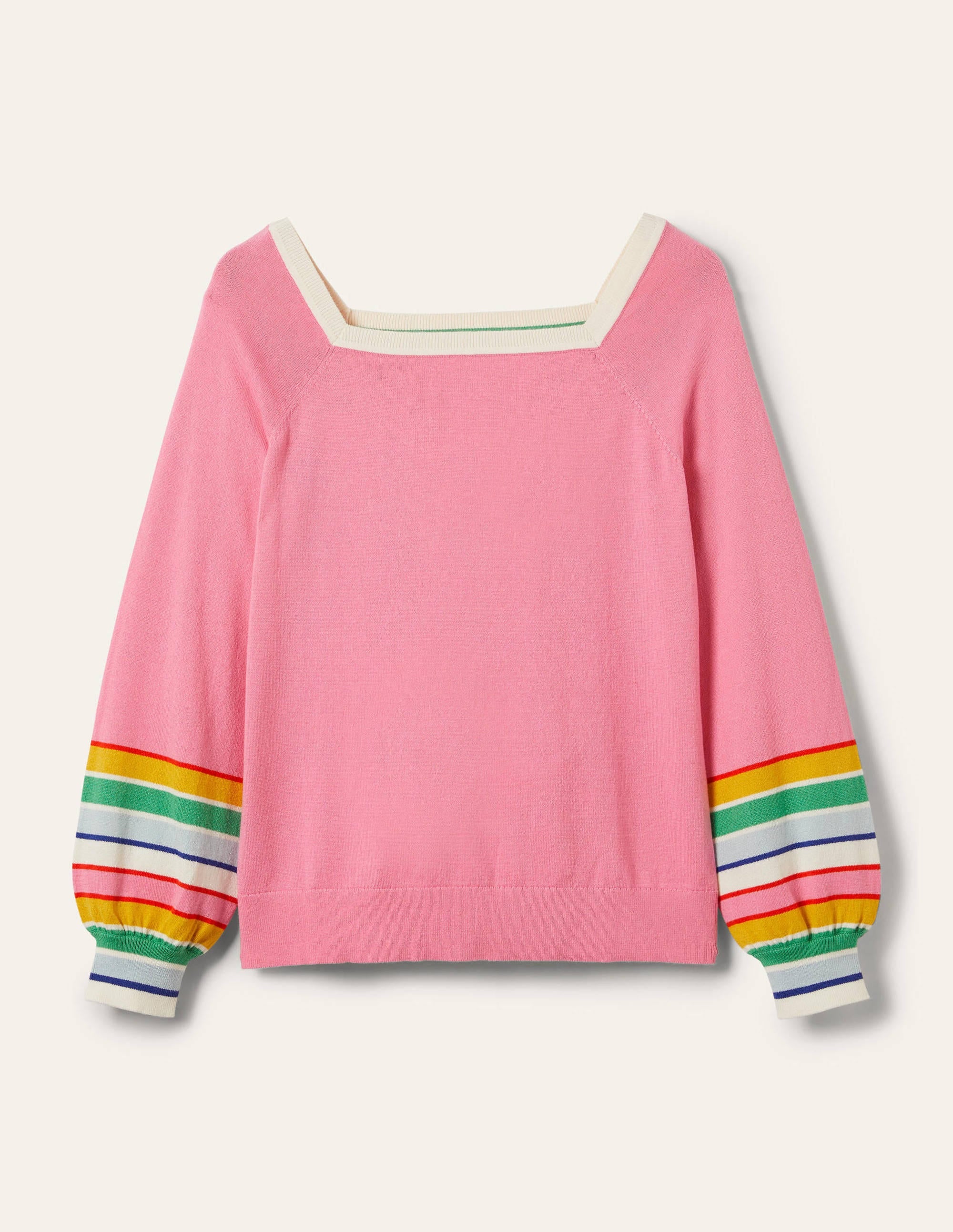Striped Square Neck Jumper-Sachet Pink - Image 6