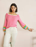 Striped Square Neck Jumper-Sachet Pink