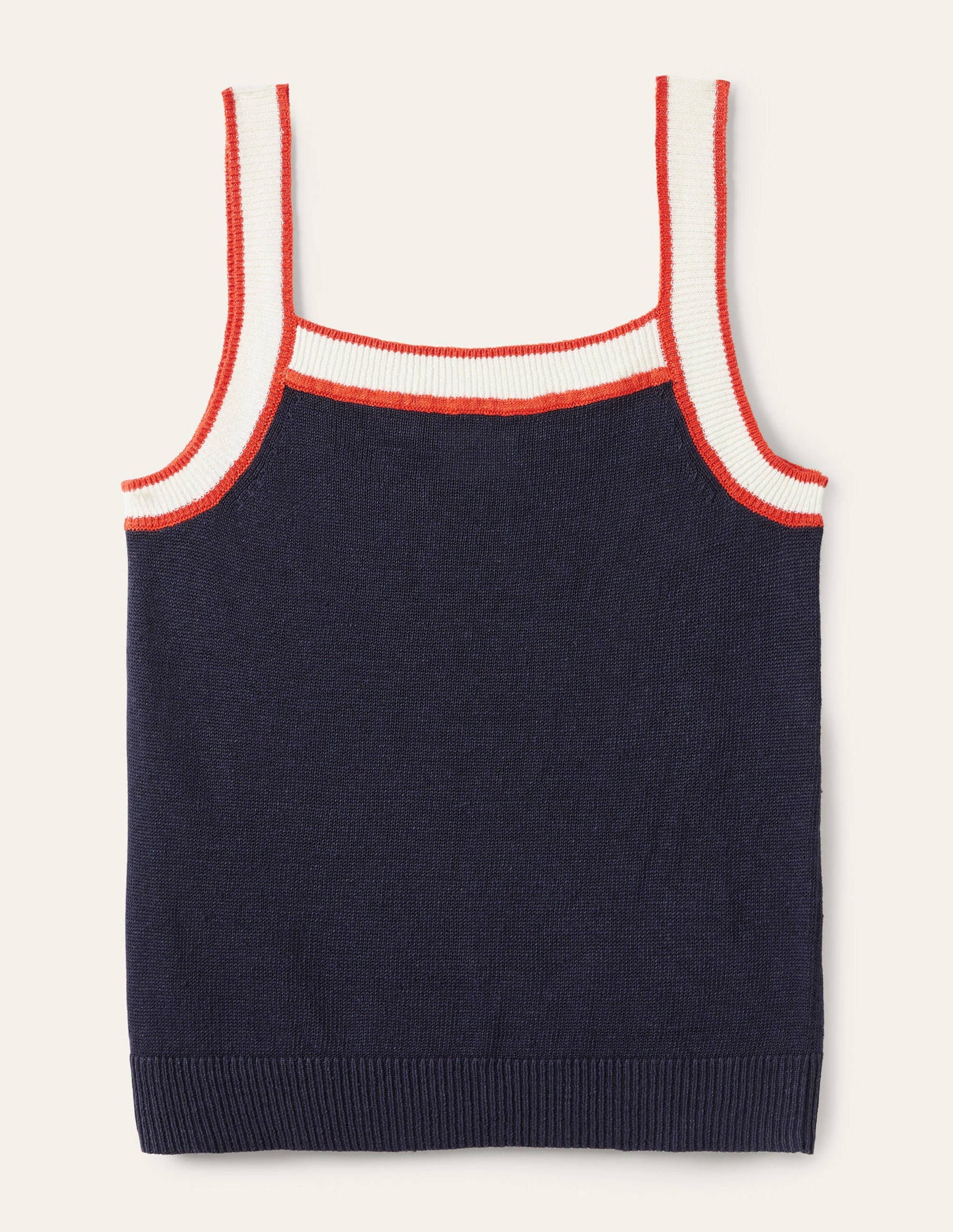 Square Neck Linen Vest-Navy-5