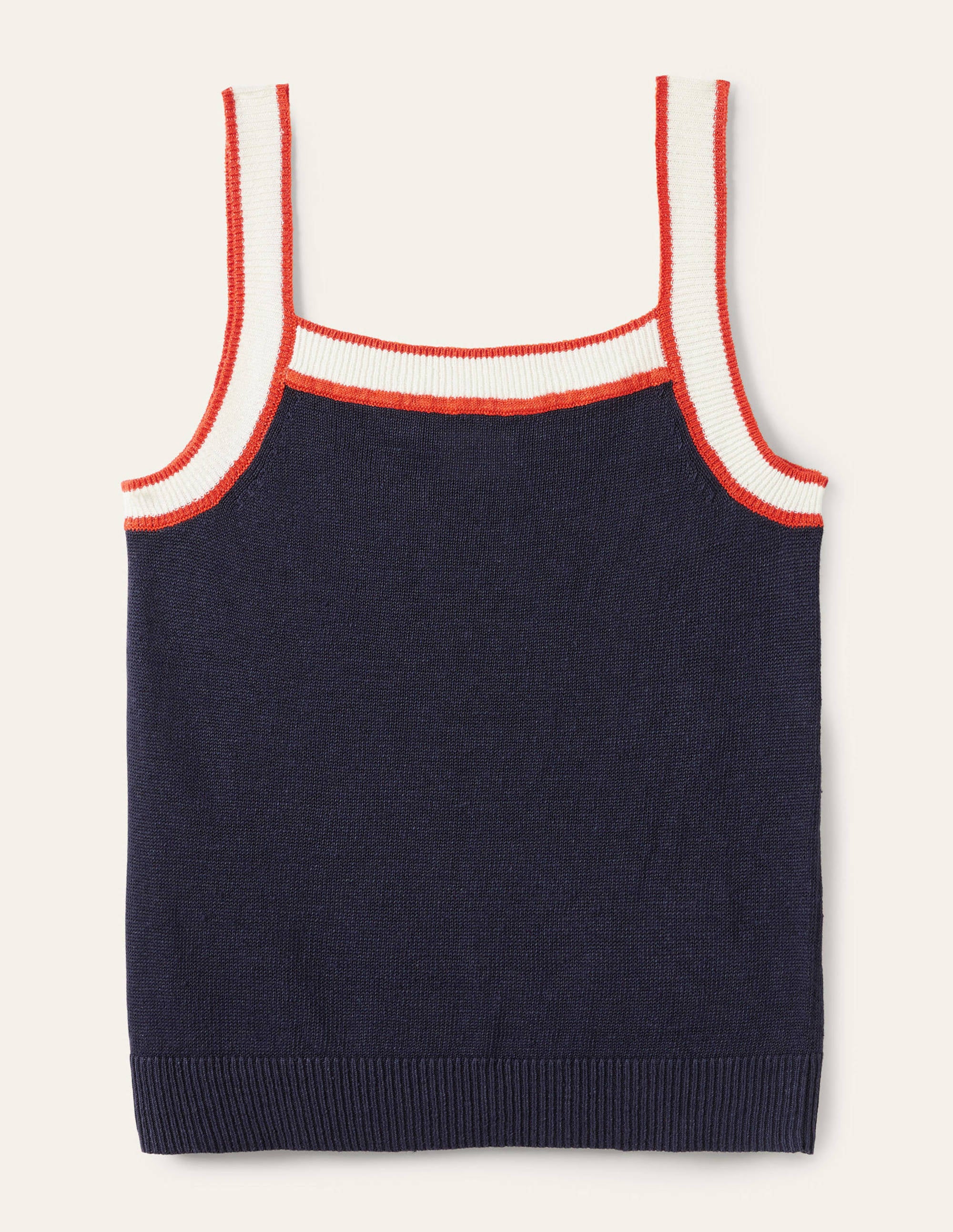 Square Neck Linen Vest-Navy - Image 5
