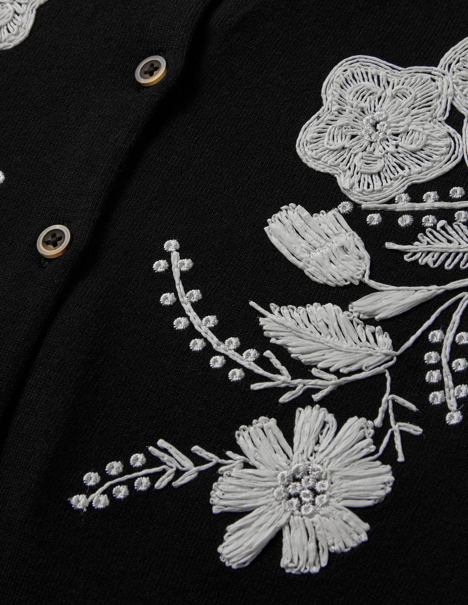 Embroidered Blouson Cardigan-Black-6