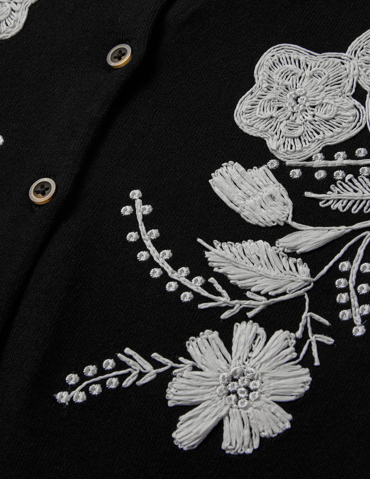 Embroidered Blouson Cardigan-Black - Image 6