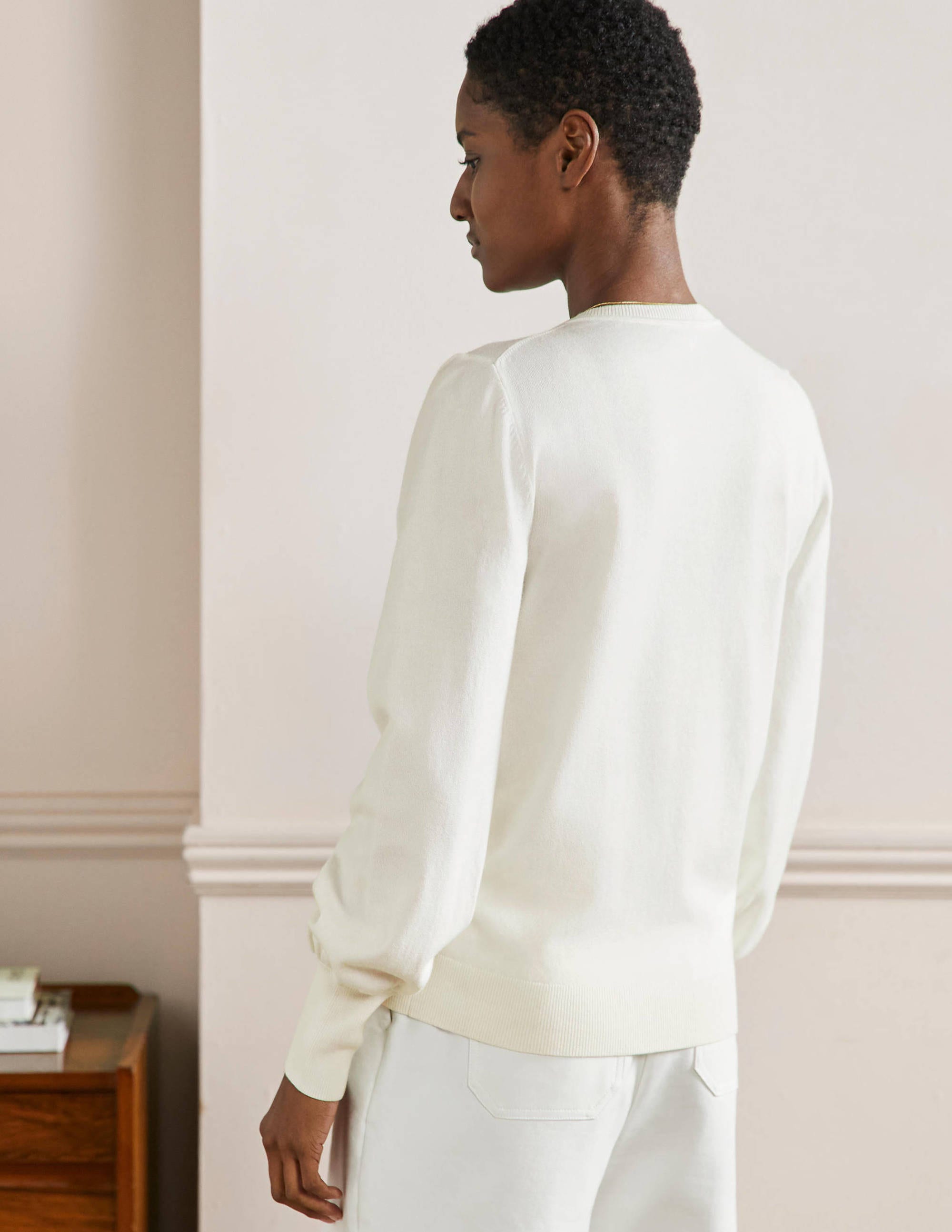 Embroidered Blouson Cardigan-Ivory - Image 3
