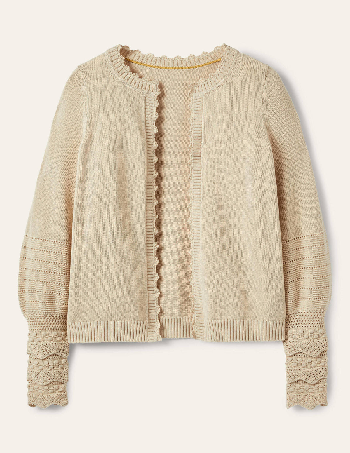 Sleeve Detail Knitted Cardigan-Oatmeal - Image 5