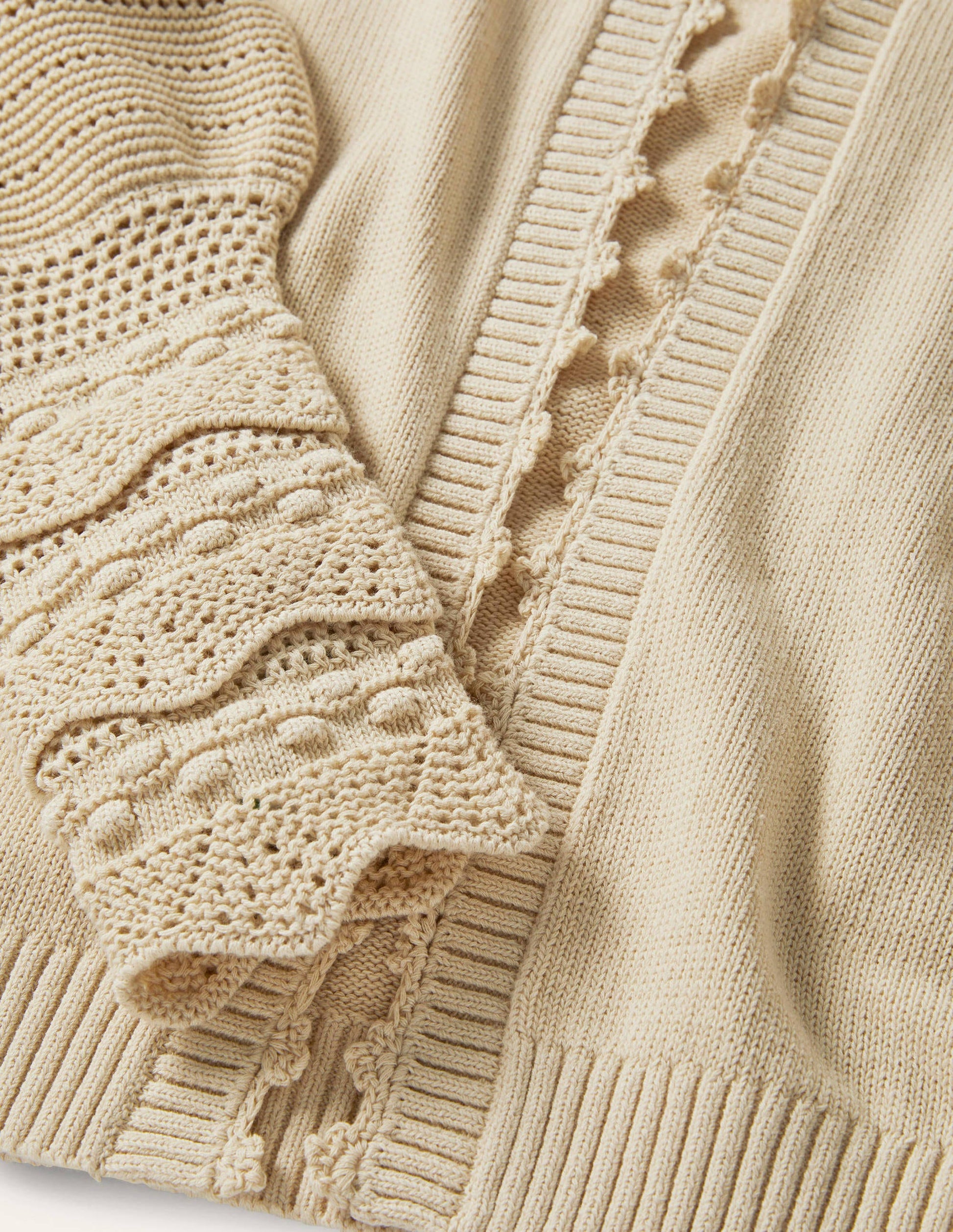 Sleeve Detail Knitted Cardigan-Oatmeal-6