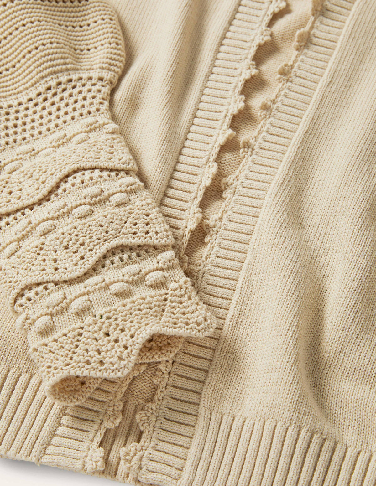 Sleeve Detail Knitted Cardigan-Oatmeal - Image 6