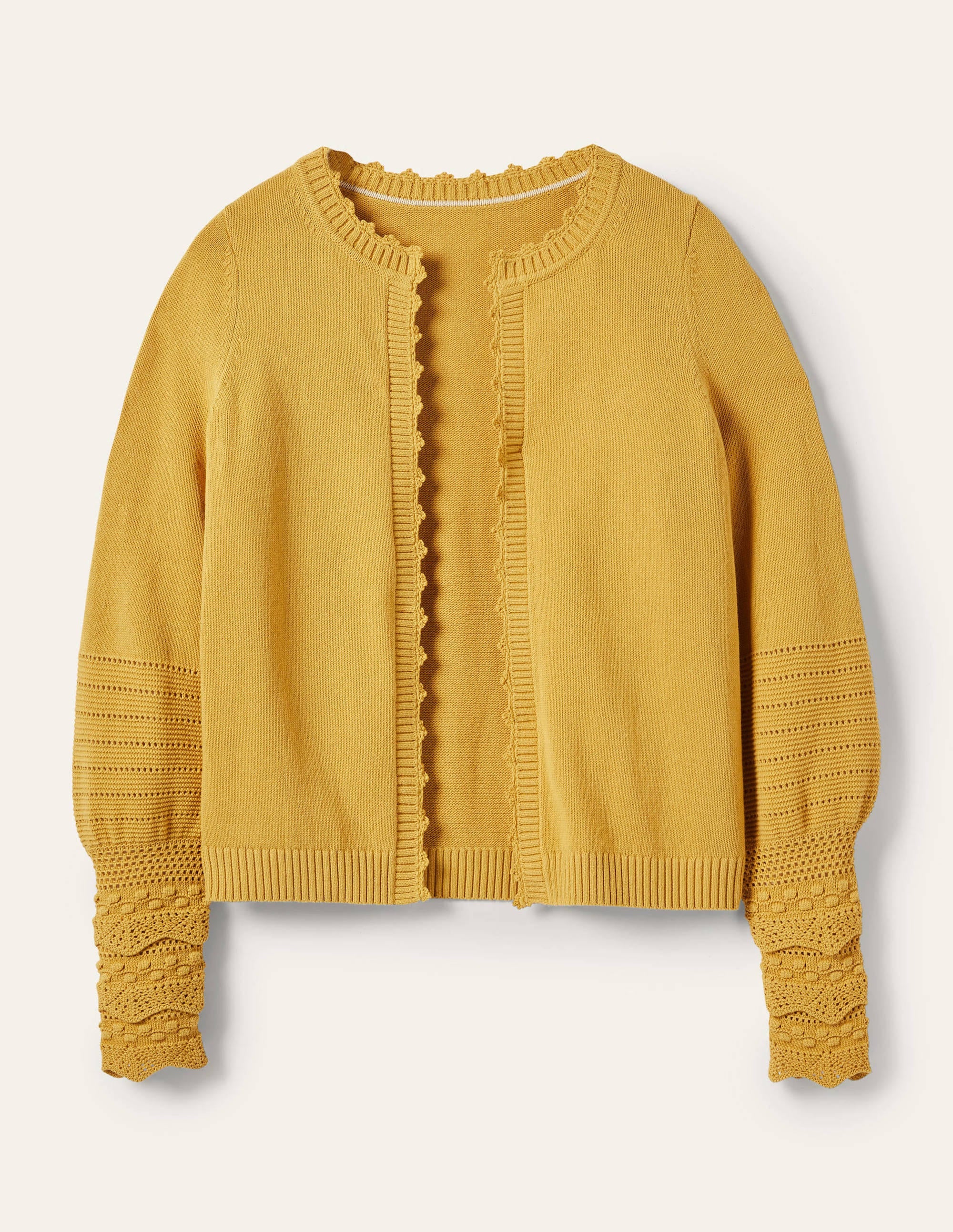 Sleeve Detail Knitted Cardigan-Butter - Image 5