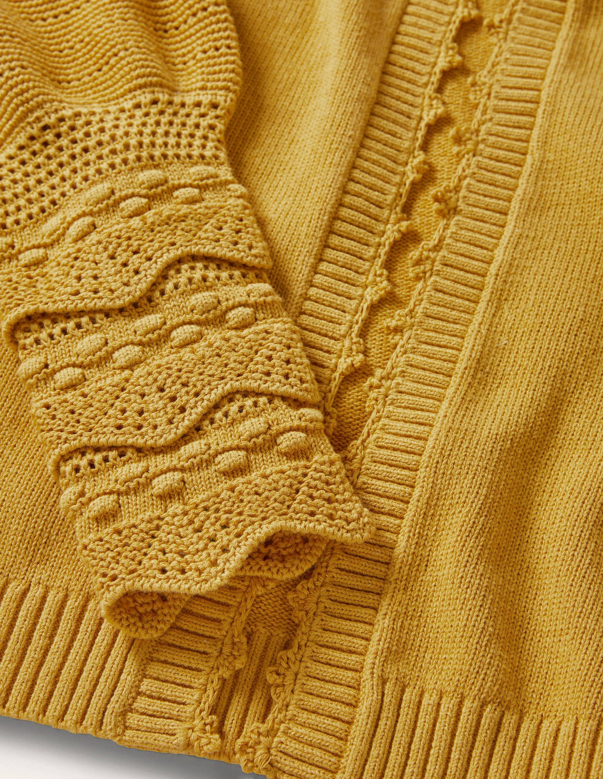 Sleeve Detail Knitted Cardigan-Butter-6