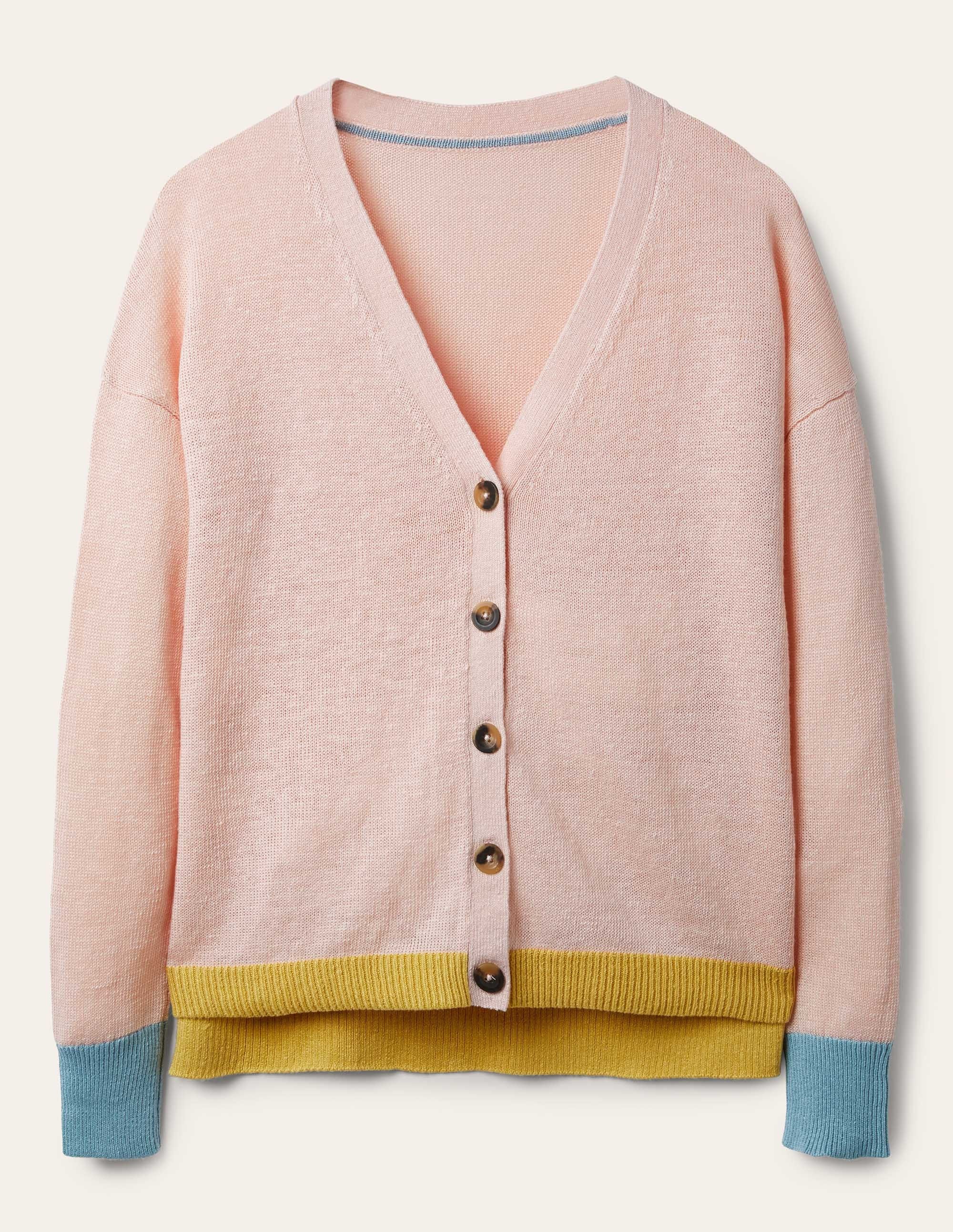 Colourblock Linen Cardigan-Milkshake Colourblock - Image 6