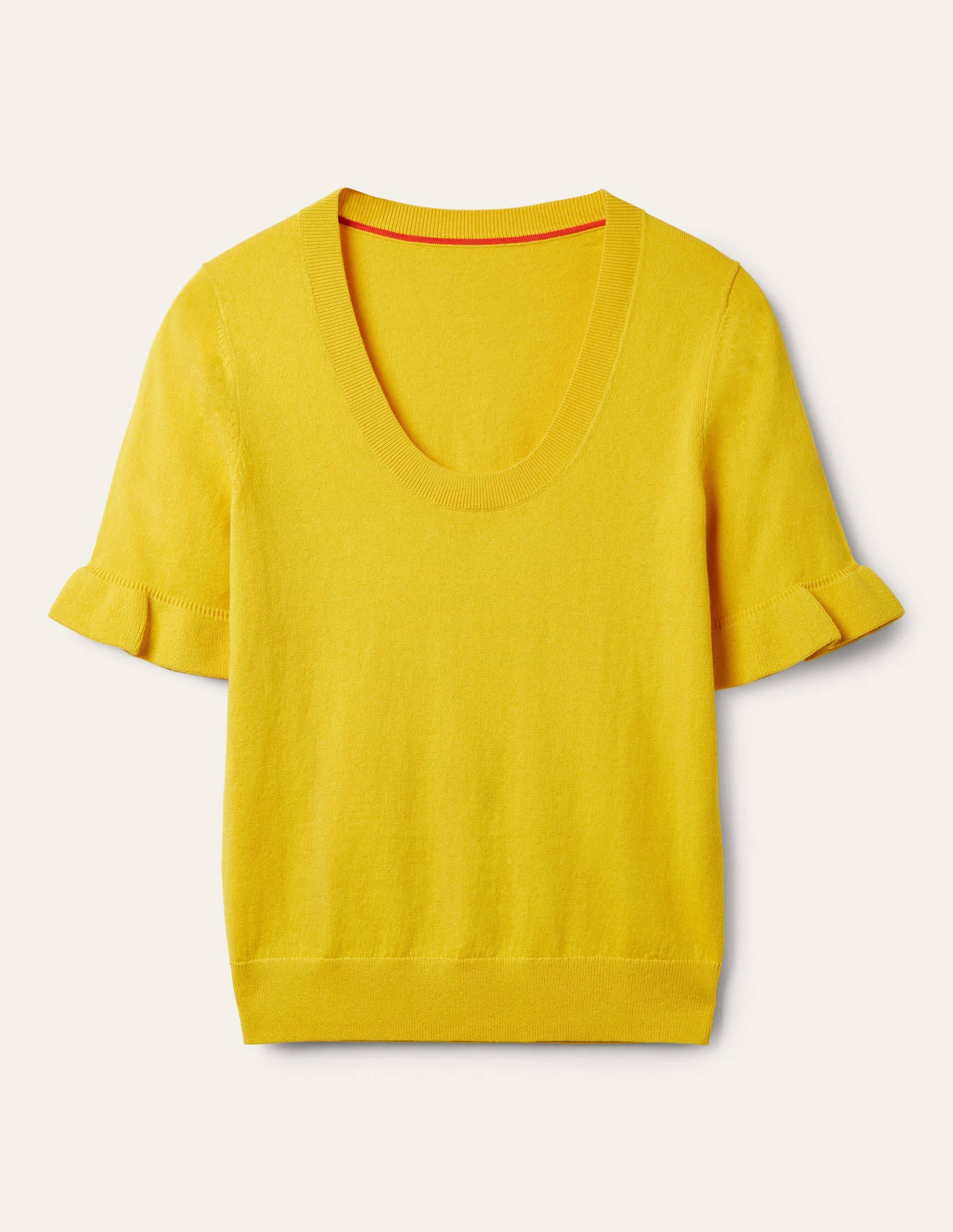Frill Sleeve Knitted T-Shirt-Lemon Fizz - Image 6
