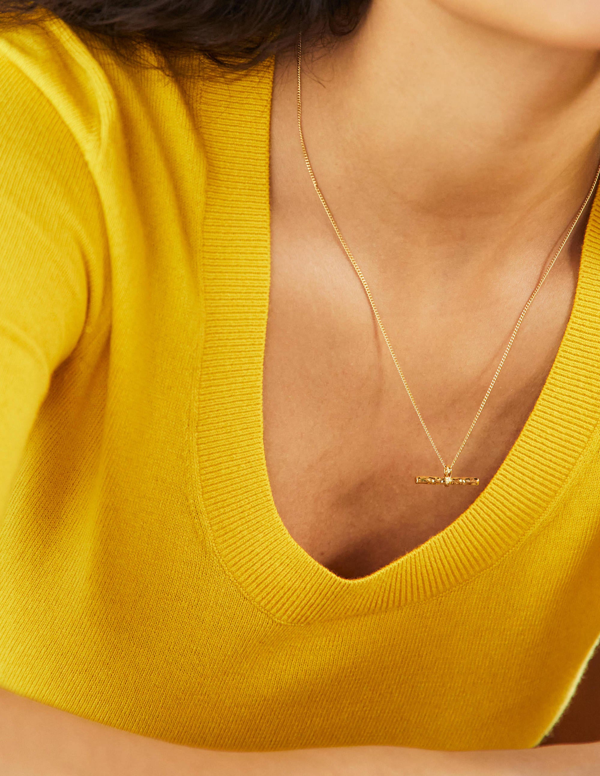 Frill Sleeve Knitted T-Shirt-Lemon Fizz - Image 3