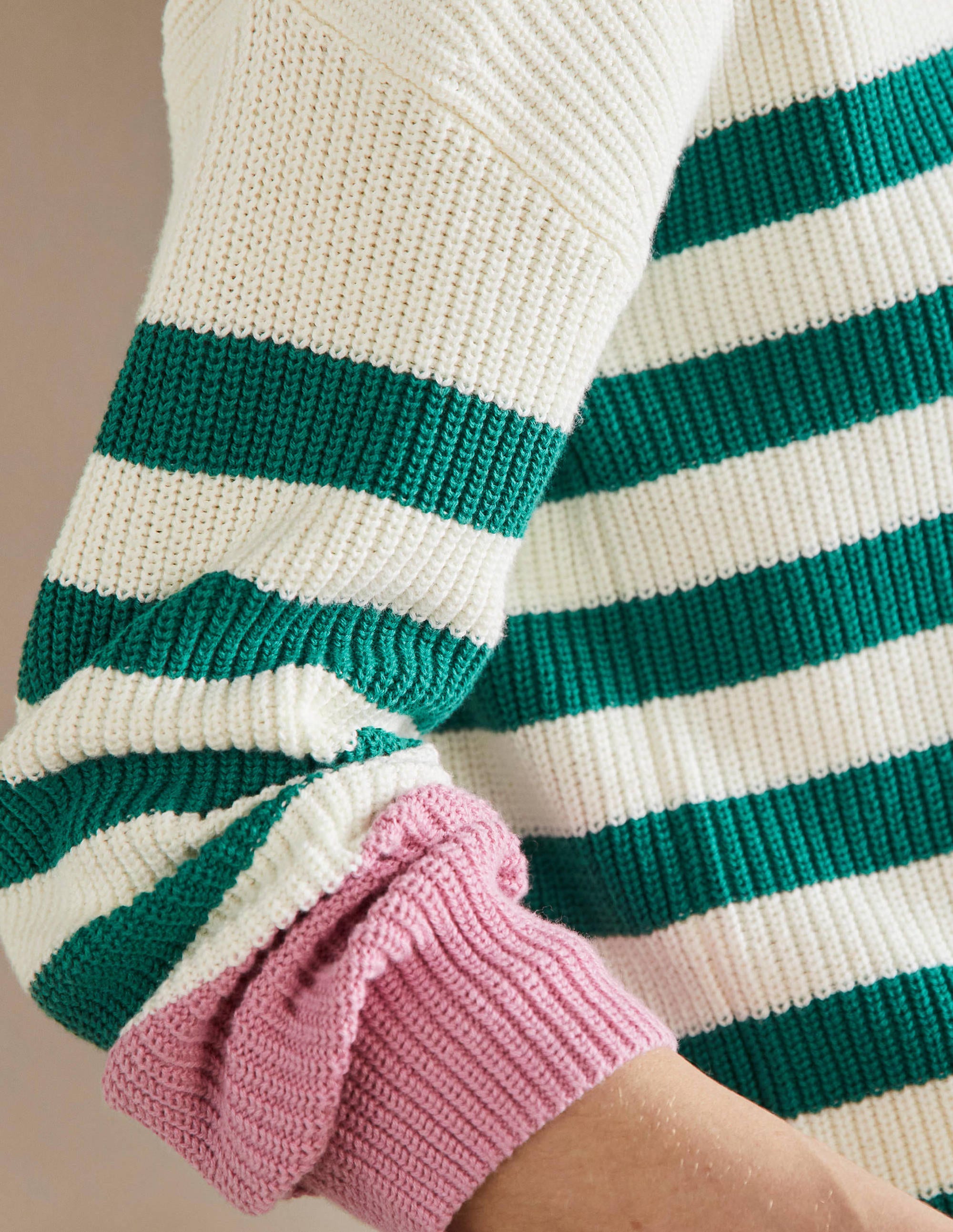 Striped Wide Sleeve Jumper-Shady Glade, Formica Pink - Image 2