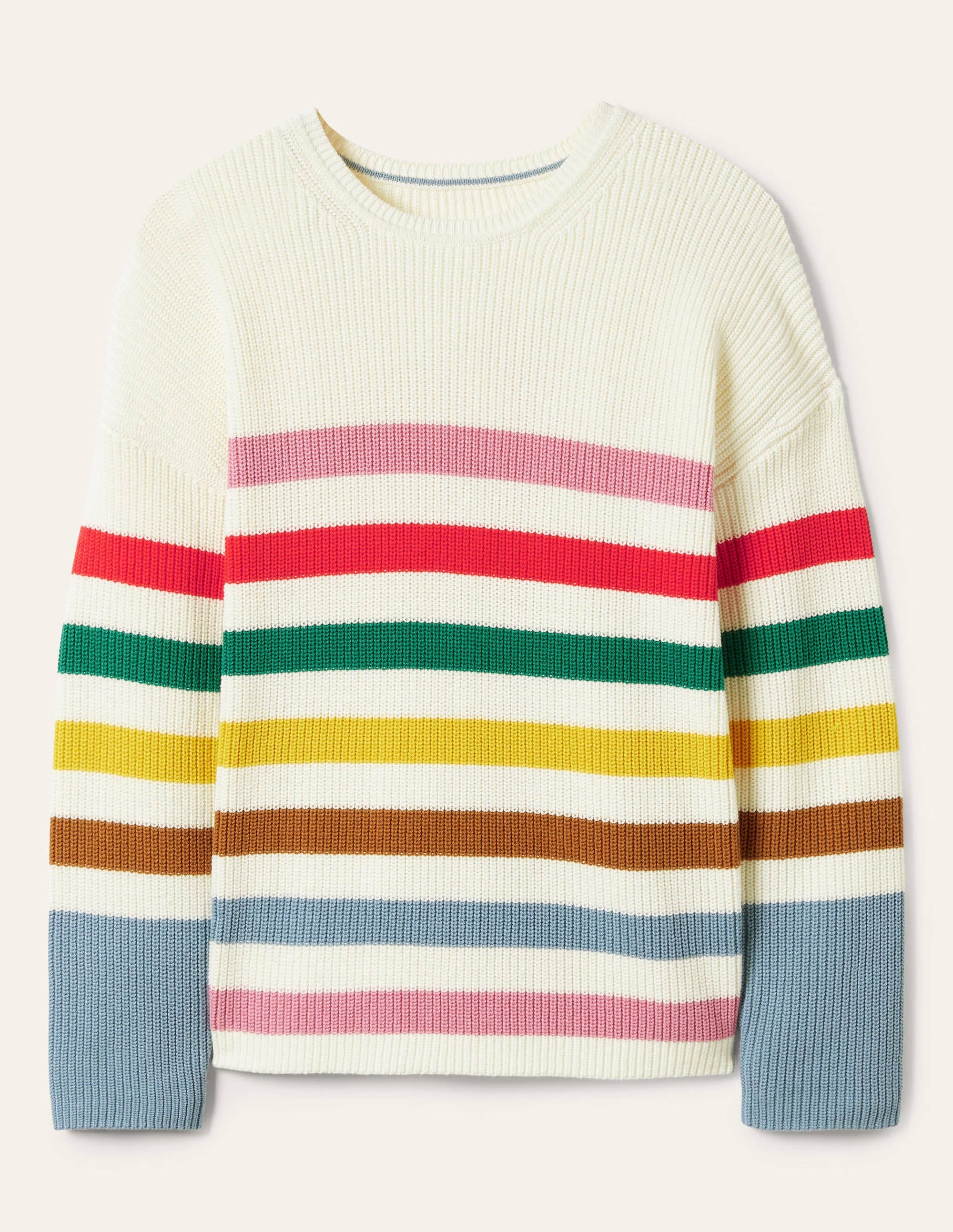 Striped Wide Sleeve Jumper-Ivory, Rainbow Stripe - Image 5