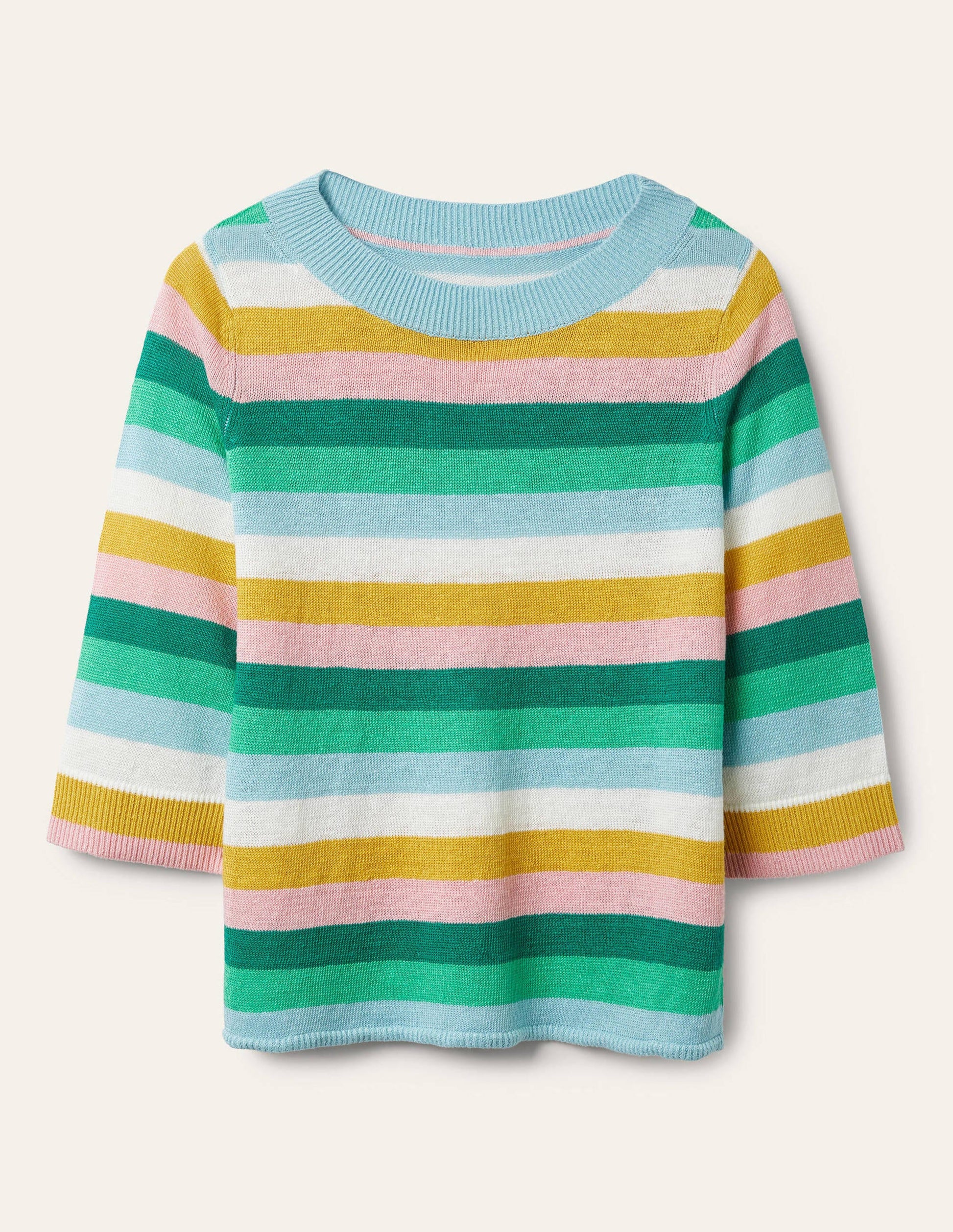 Relaxed Linen Jumper-Shady Glade, Green Rainbow-6