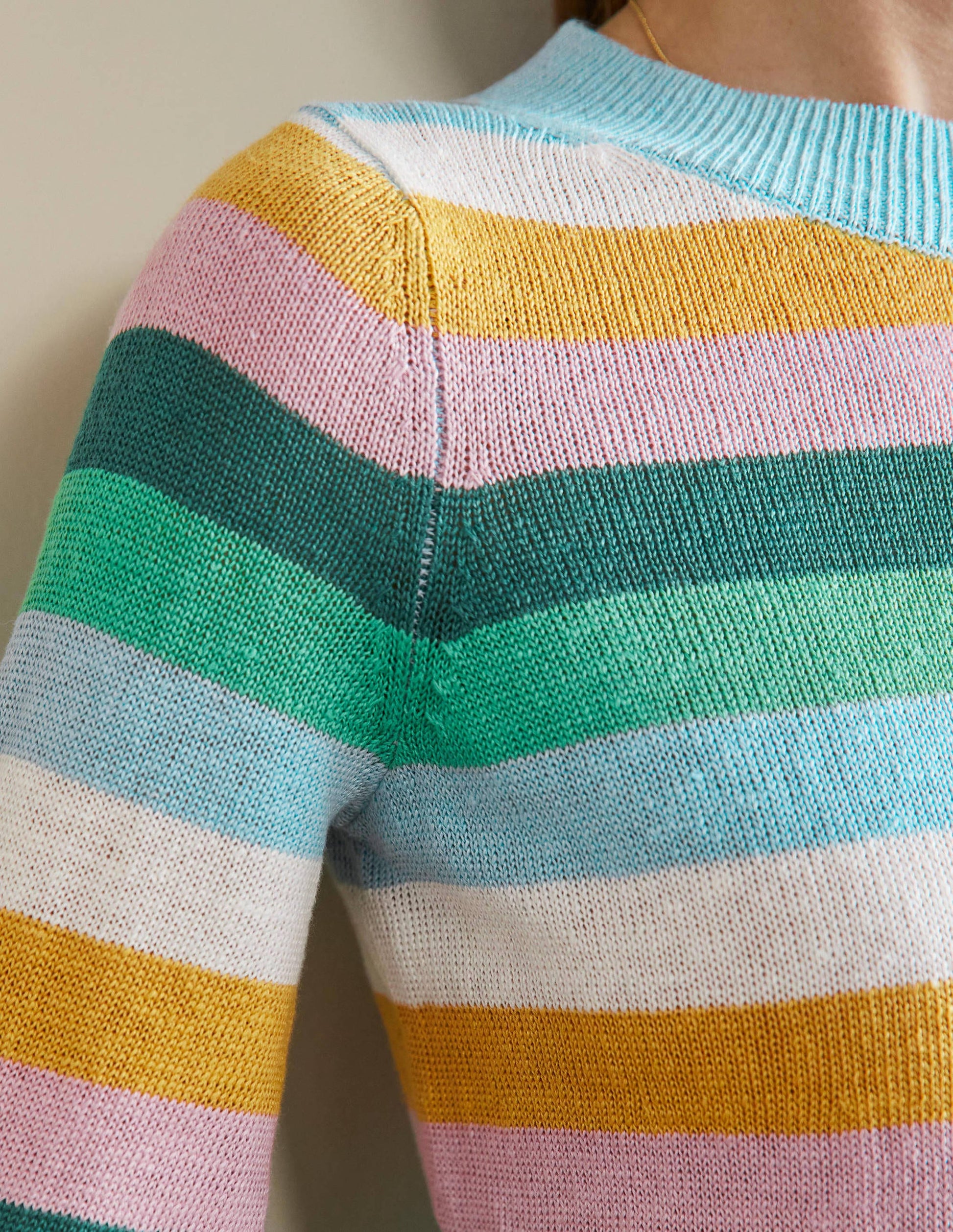 Relaxed Linen Jumper-Shady Glade, Green Rainbow-2