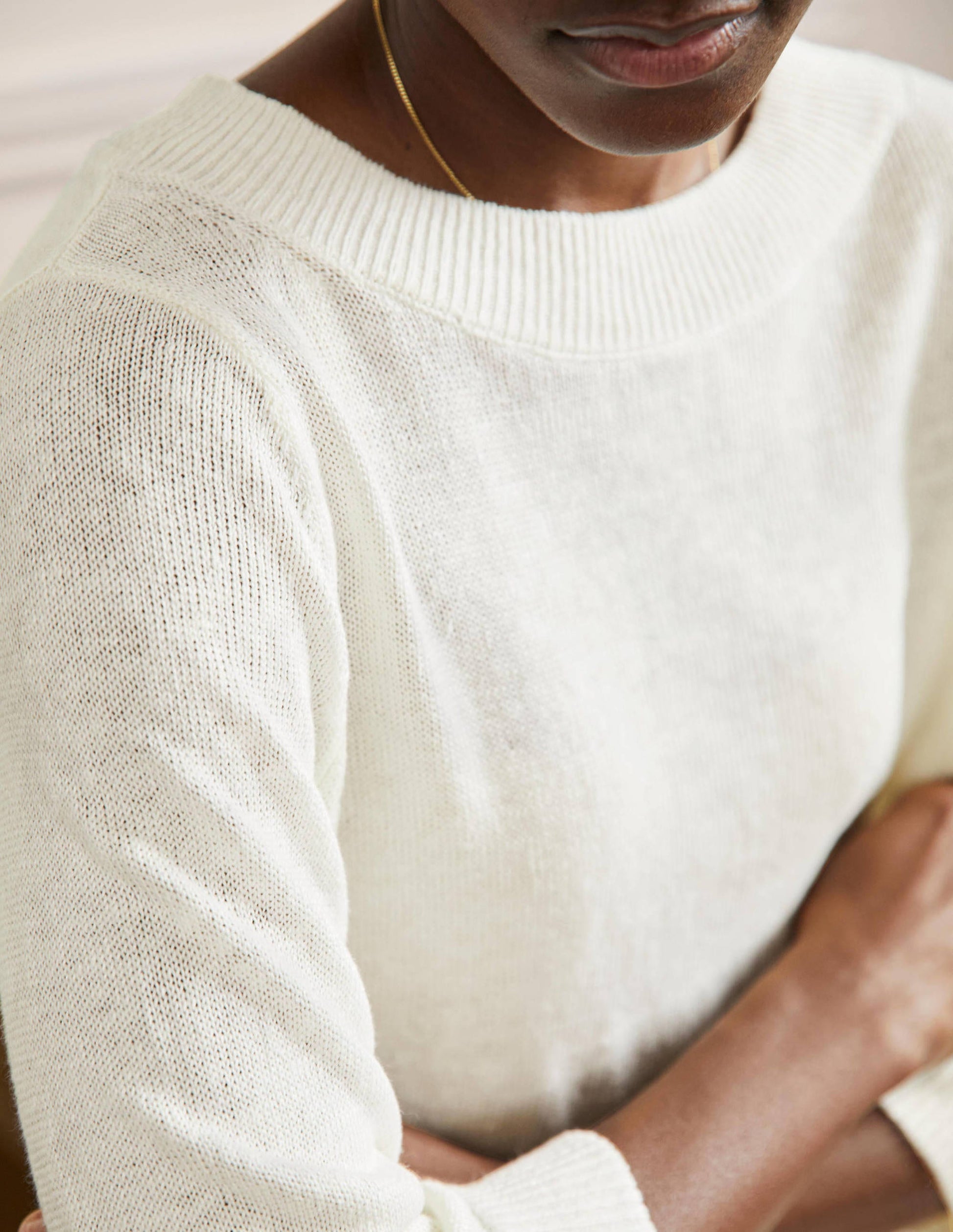 Relaxed Linen Jumper-Ivory-2