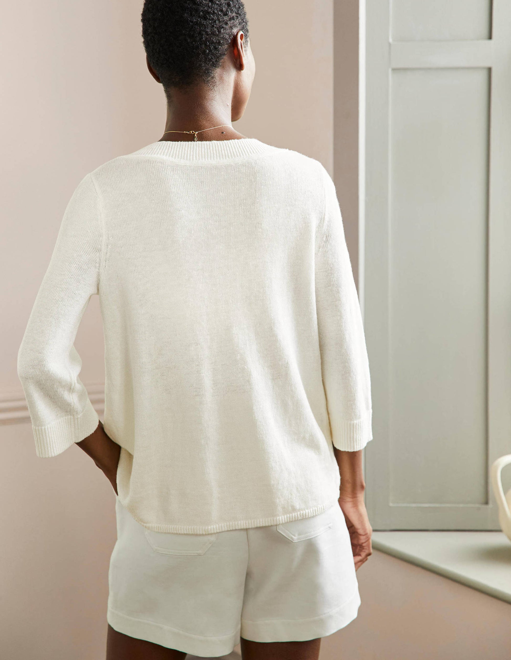 Relaxed Linen Jumper-Ivory-3