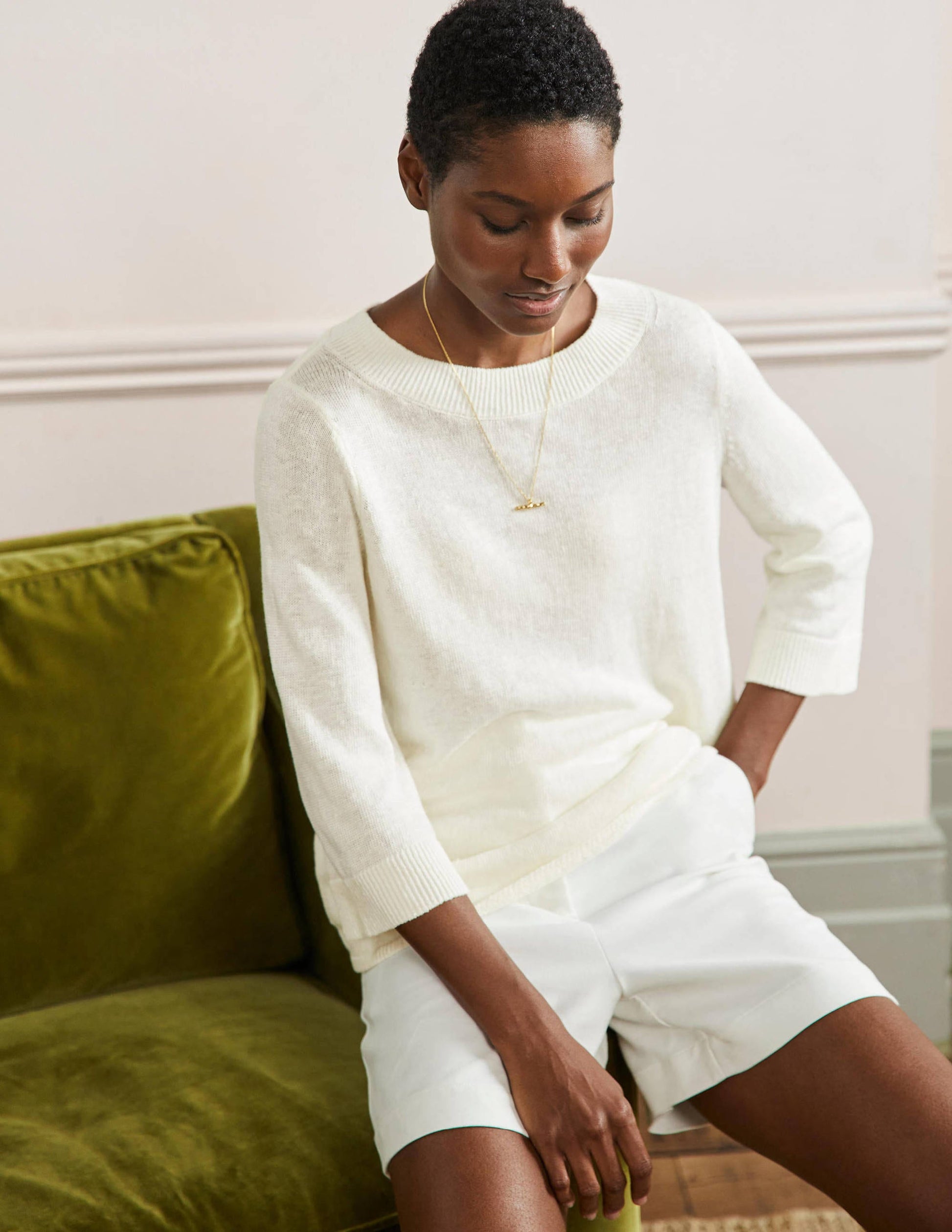 Relaxed Linen Jumper-Ivory-4