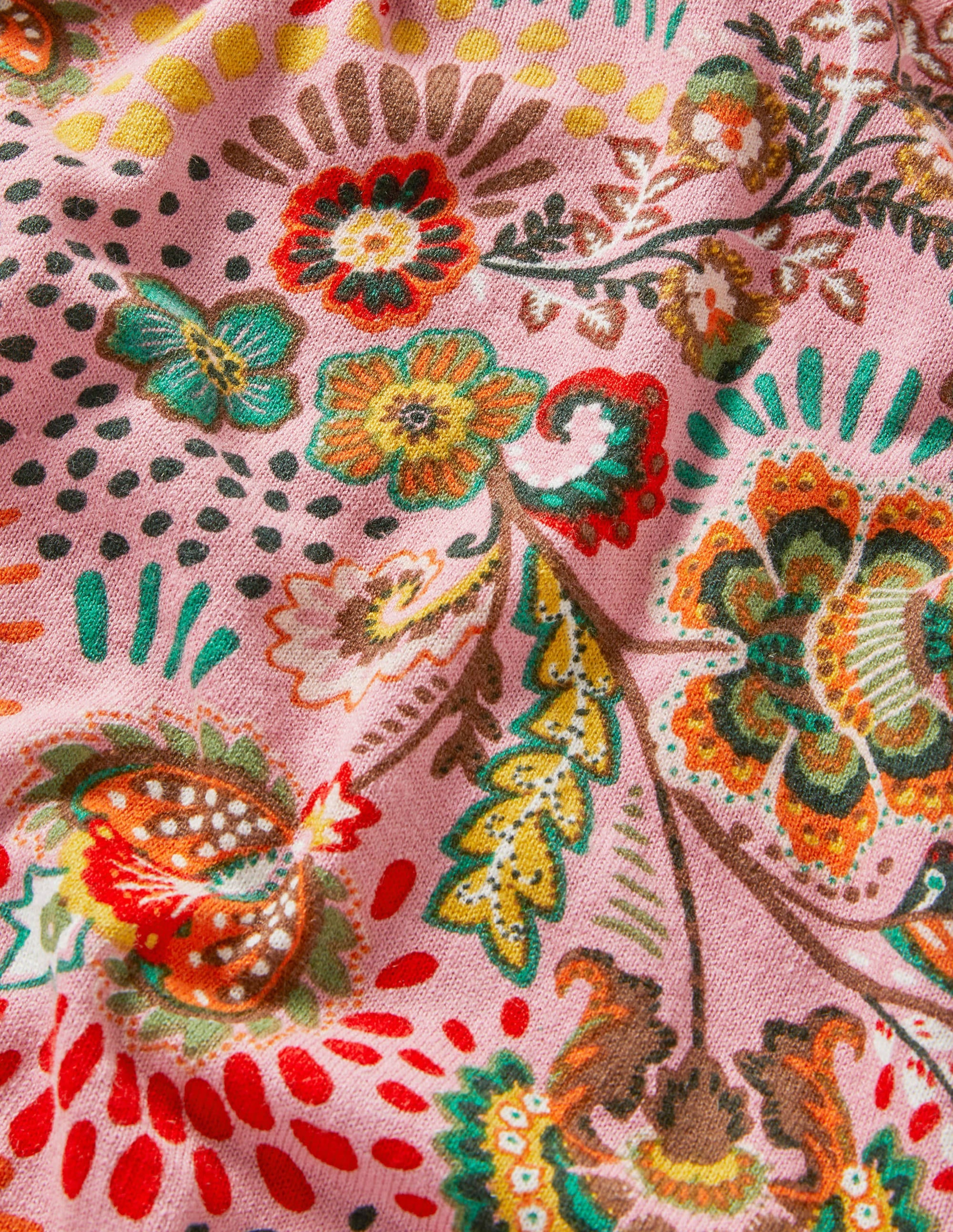 Relaxed Printed V-neck Jumper-Formica Pink, Meadow - Image 6