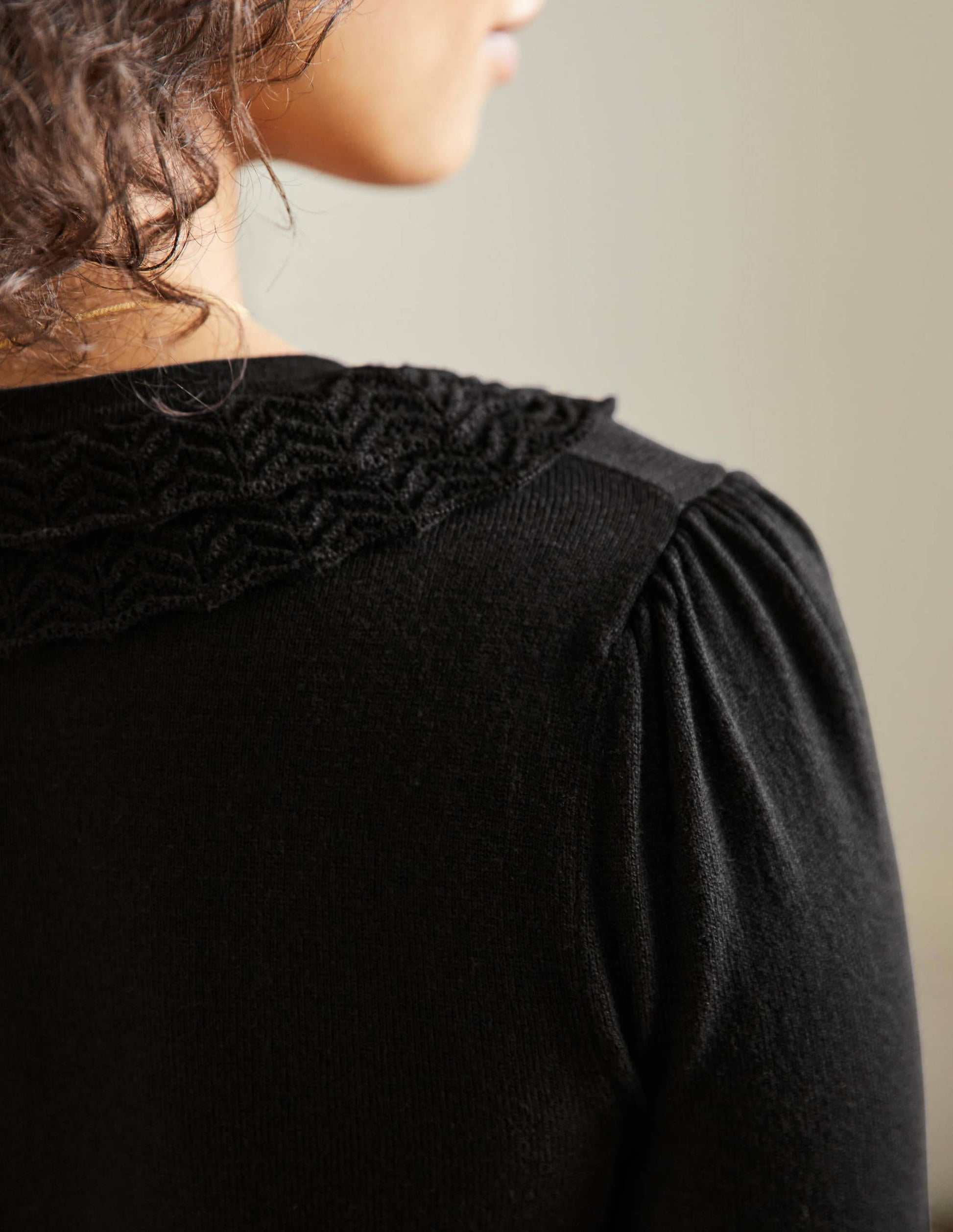 Collar Detail Cardigan-Black-2