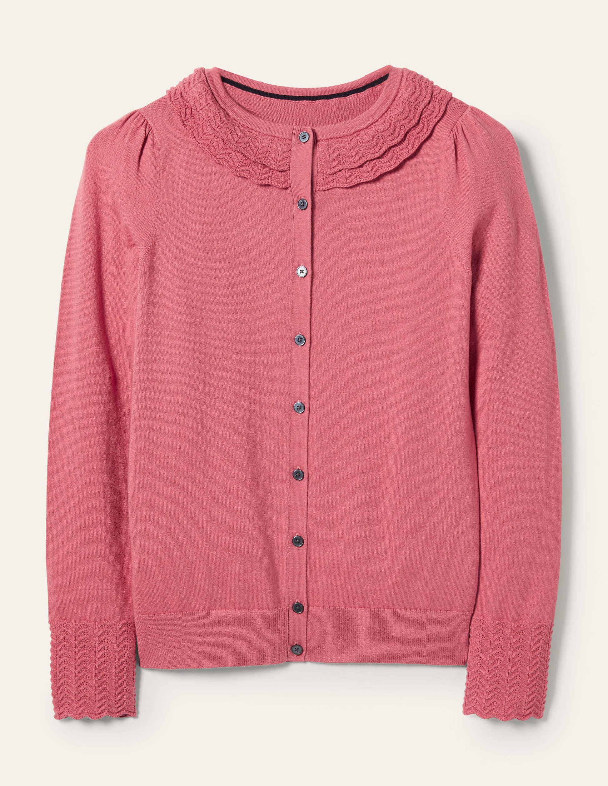 Collar Detail Cardigan-Dusty Red-6