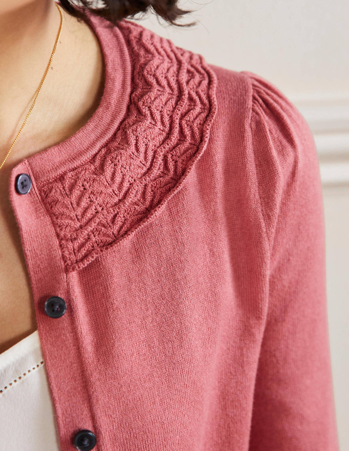 Collar Detail Cardigan-Dusty Red-5