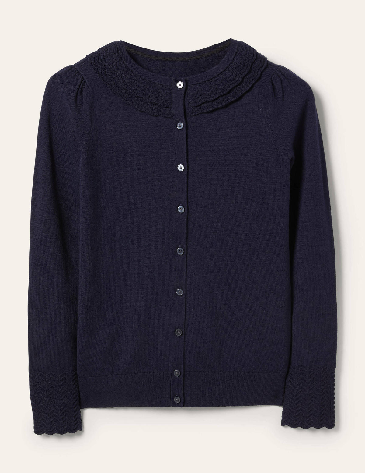 Collar Detail Cardigan-Navy-5