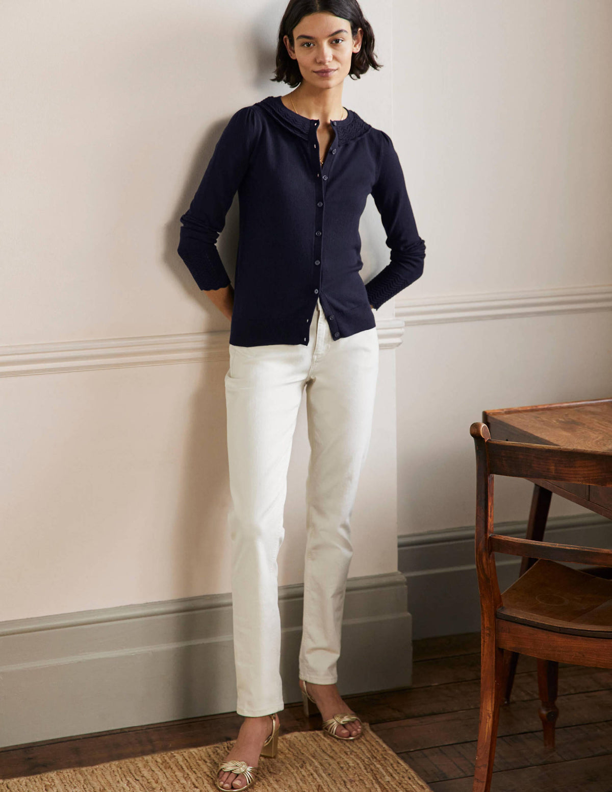 Collar Detail Cardigan-Navy-4