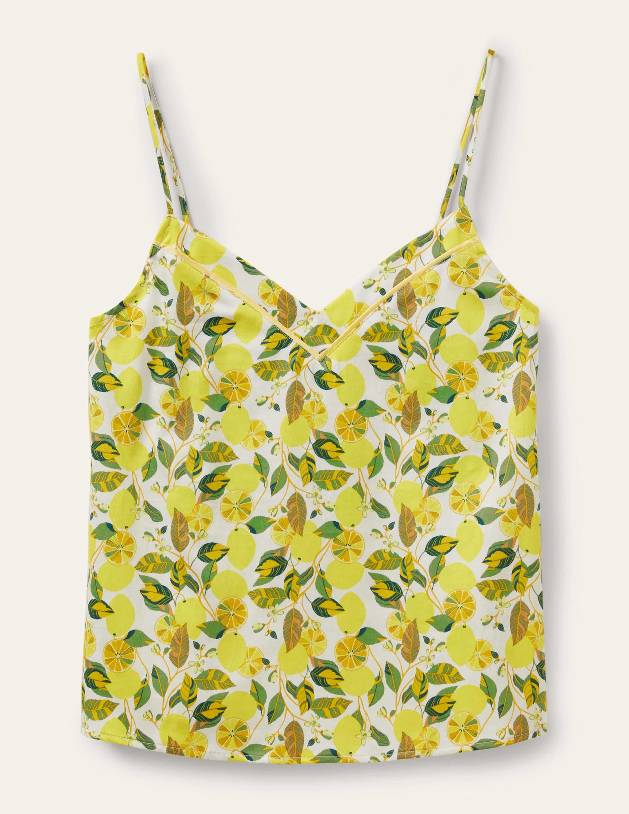 V-neck Cami Pyjama Top-Ivory, Lemon Vine - Image 5