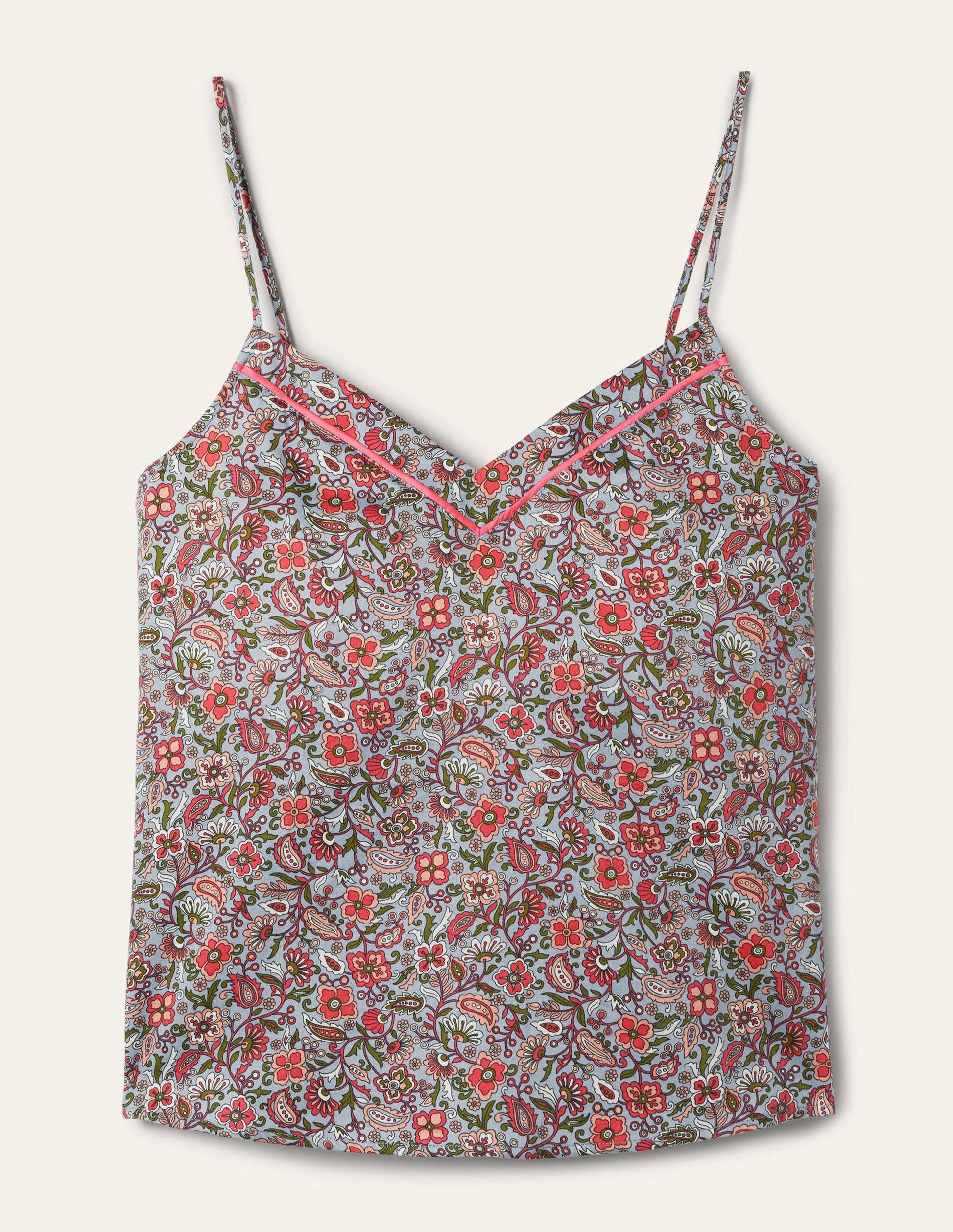 V-neck Cami Pyjama Top-Blue/Ivory Oriental Paradise-5